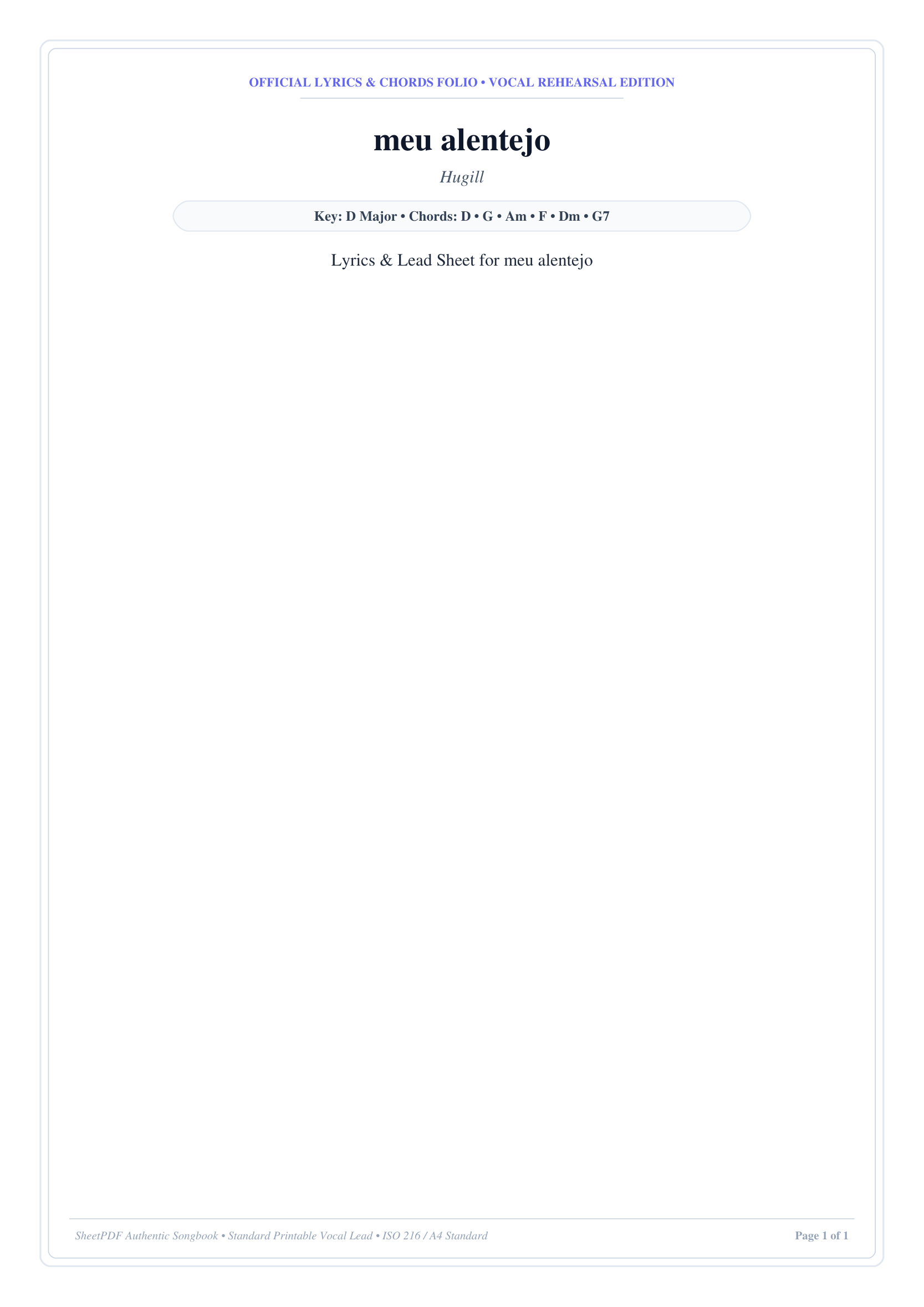 meu alentejo Piano Sheet Music Page 1 Free PDF