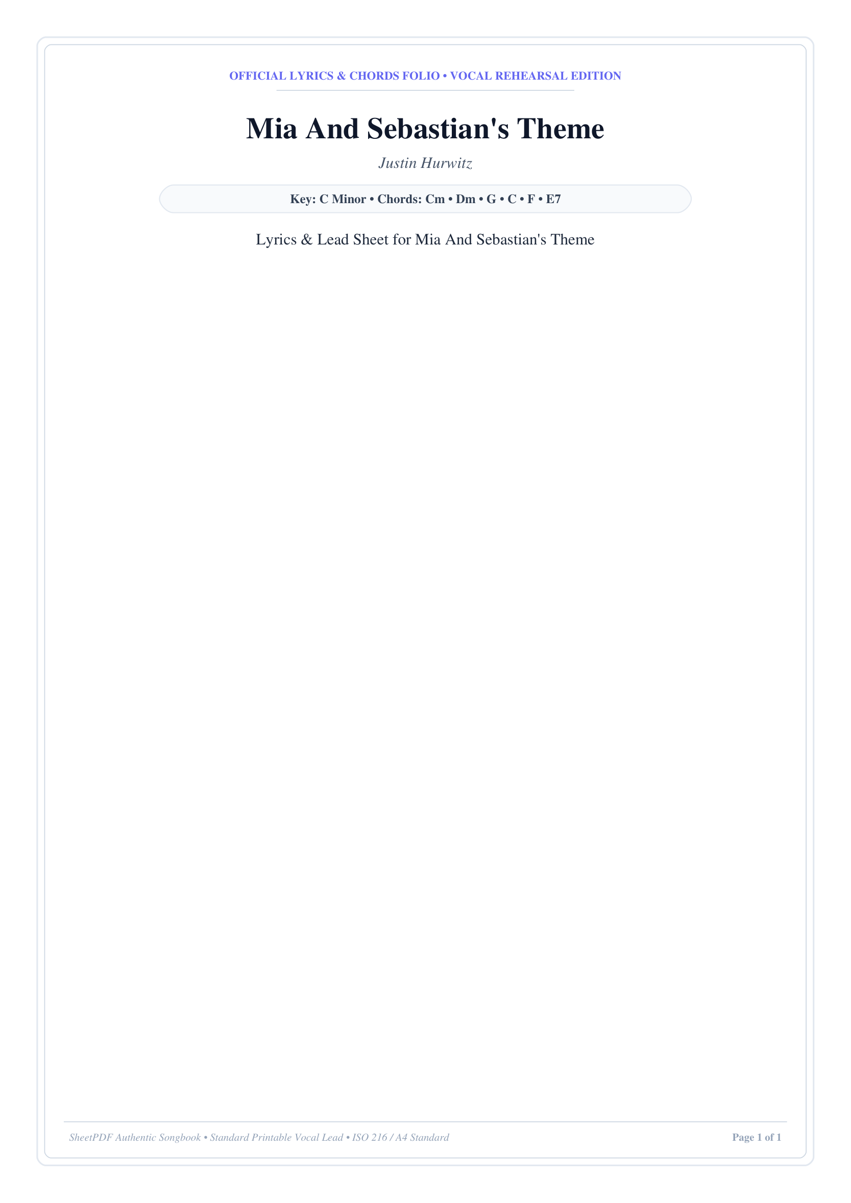 Mia And Sebastian's Theme Piano Sheet Music Page 1 Free PDF