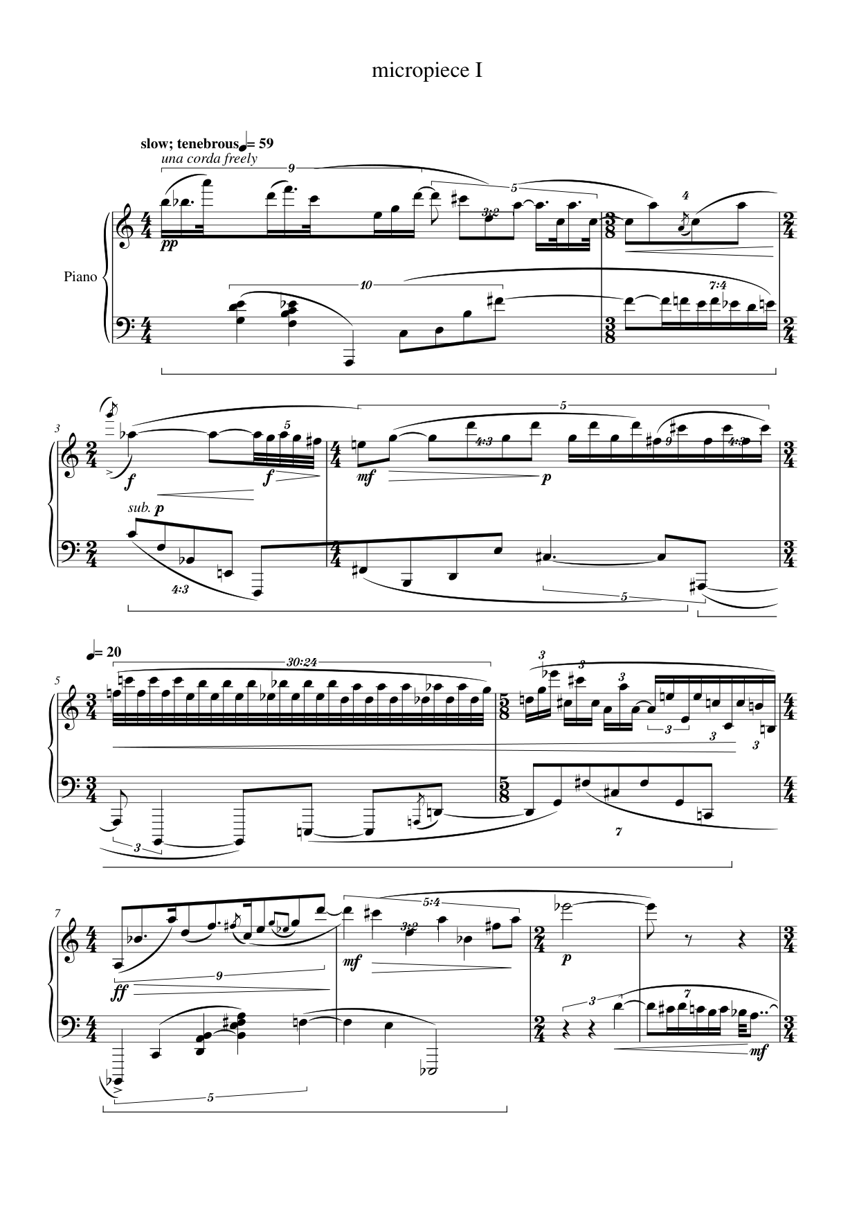 micropiece I Piano Sheet Music Page 1 Free PDF