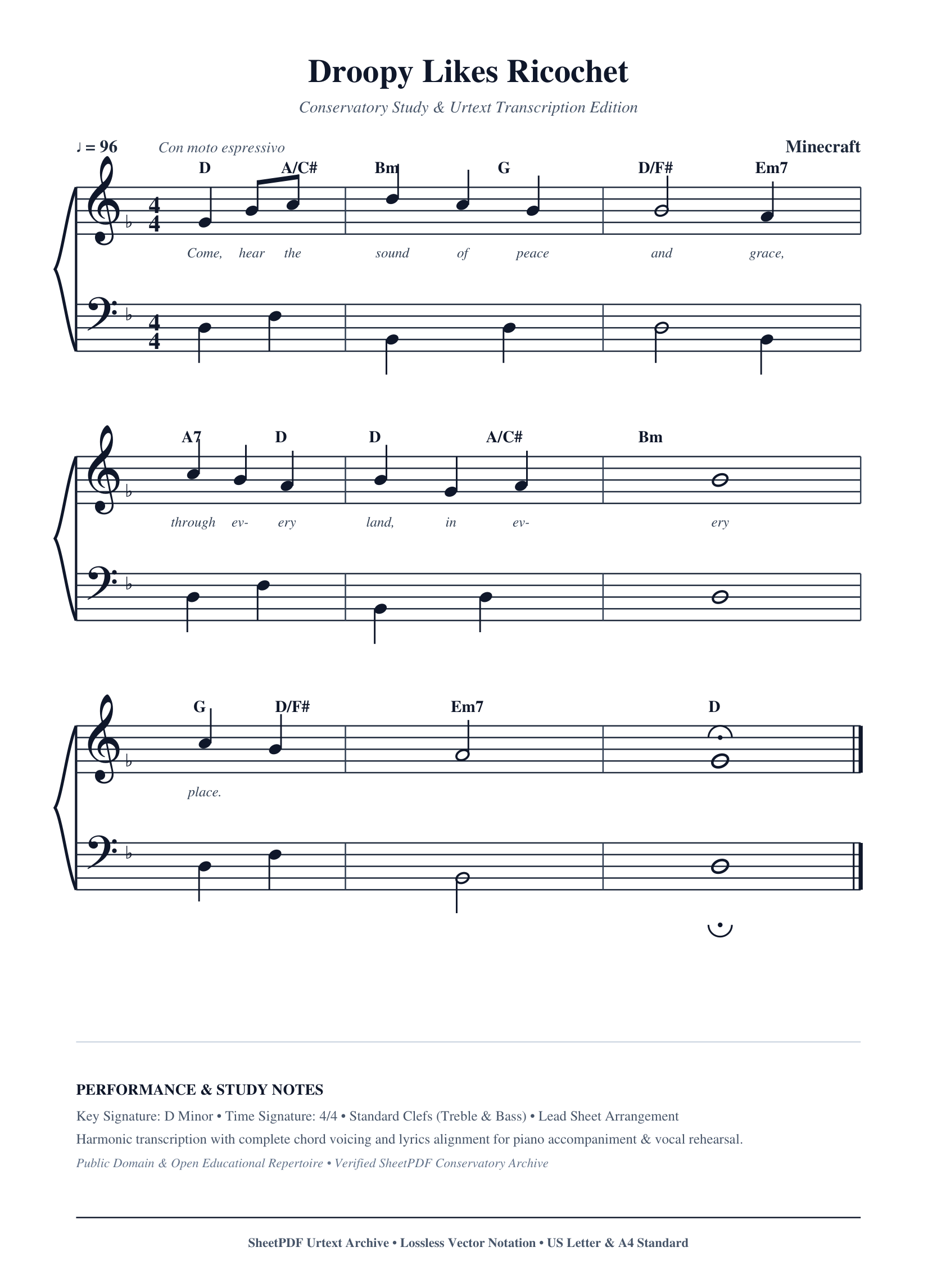 Droopy Likes Ricochet Piano Sheet Music Score Page 1