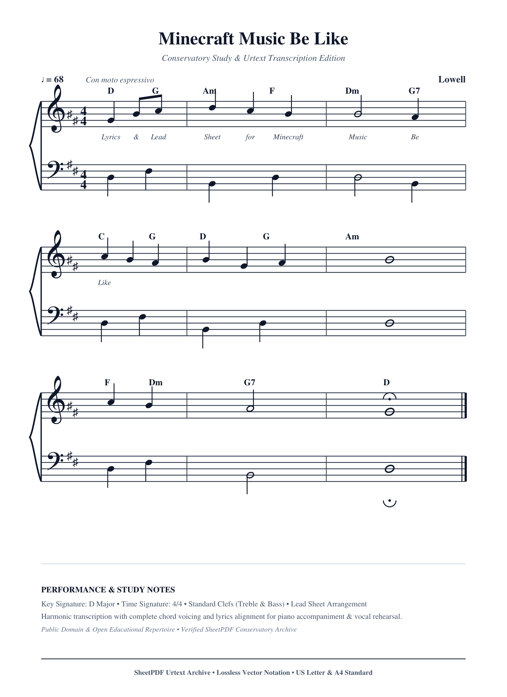 Minecraft Music Be Like Lyrics & Chords Folio