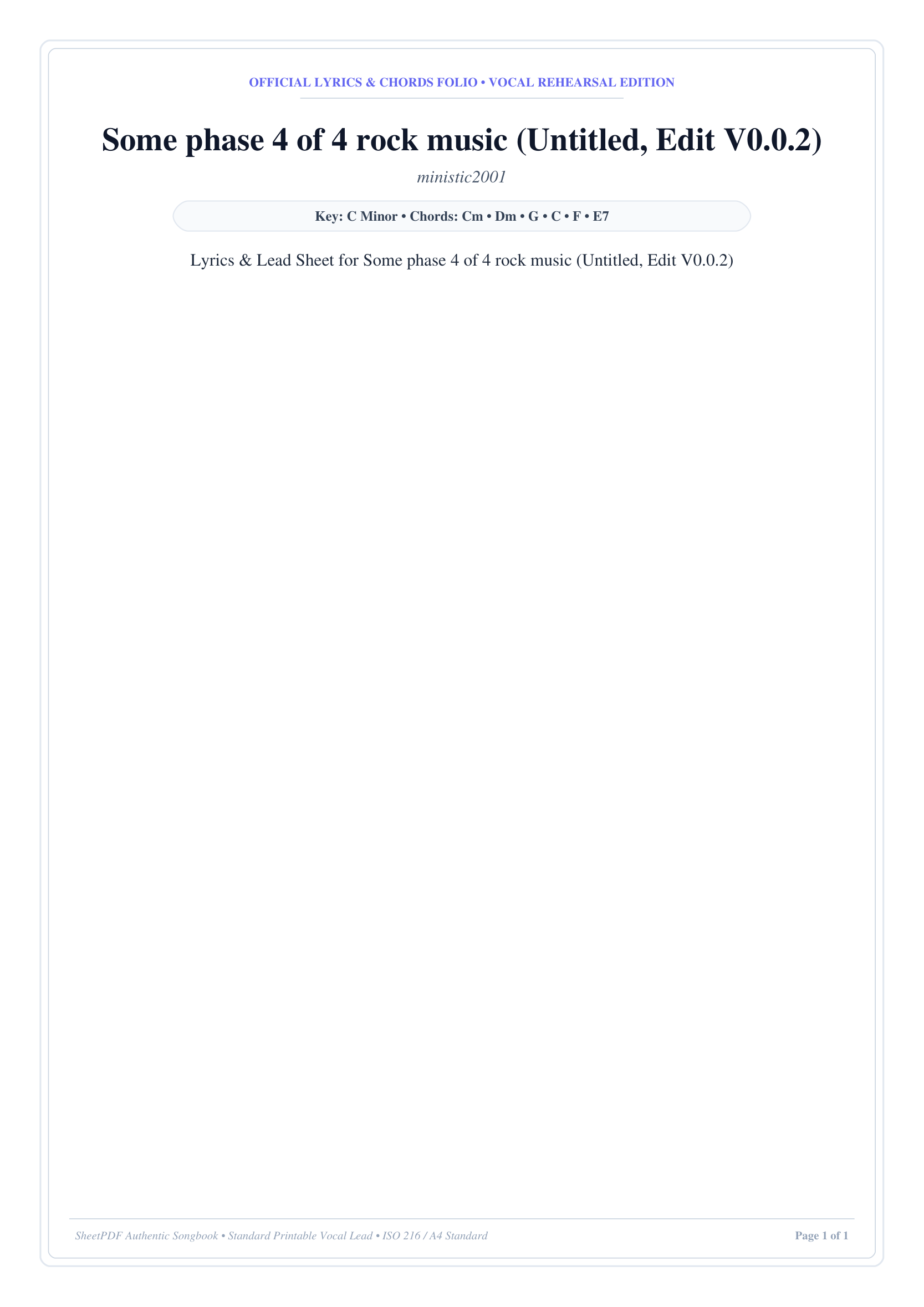 Some phase 4 of 4 rock music (Untitled, Edit V0.0.2) Piano Sheet Music Page 1 Free PDF