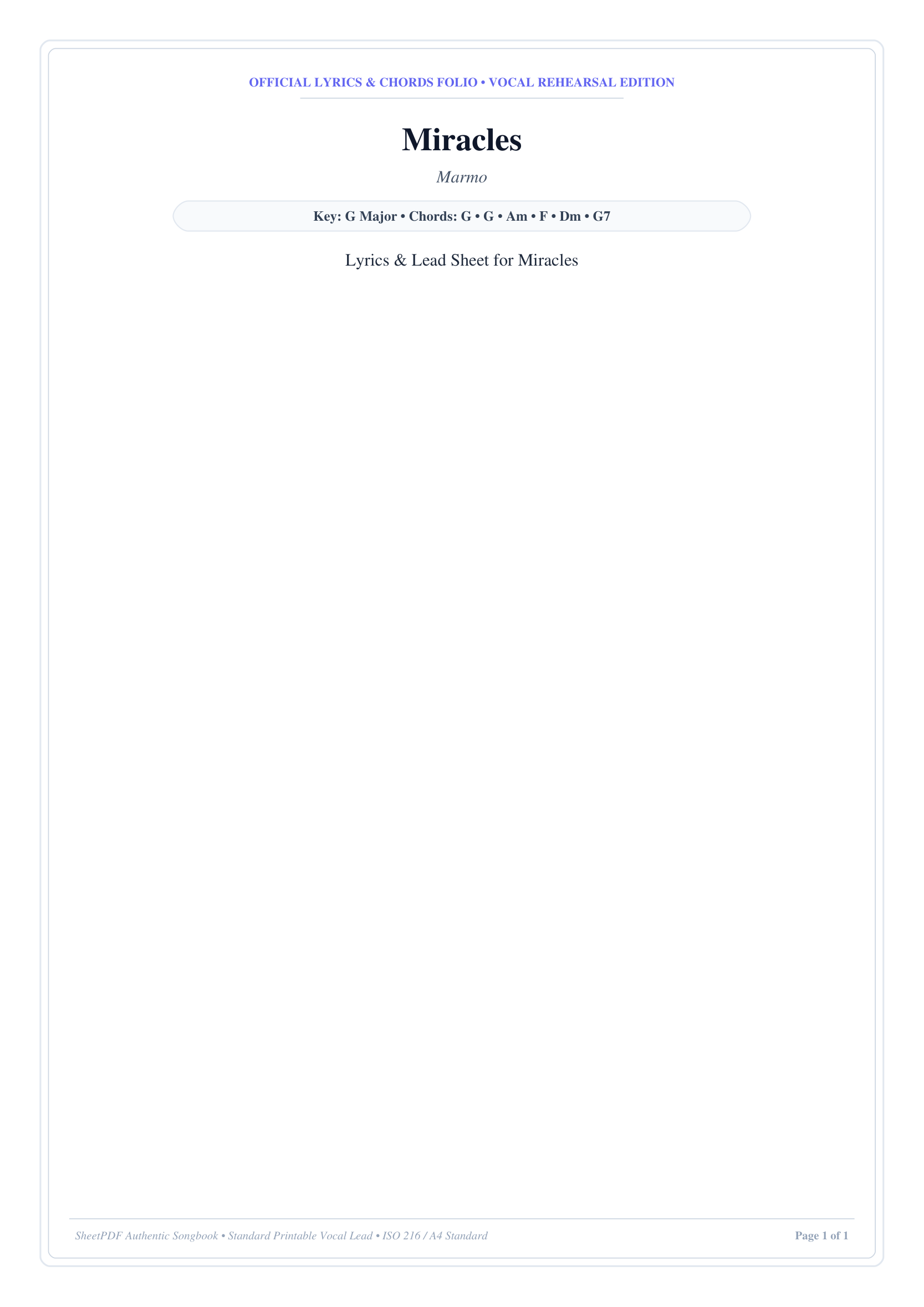 Miracles Piano Sheet Music Page 1 Free PDF