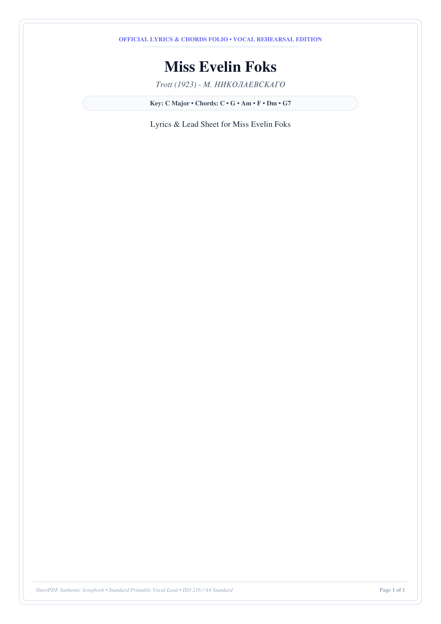 Miss Evelin Foks Piano Sheet Music Page 1 Free PDF