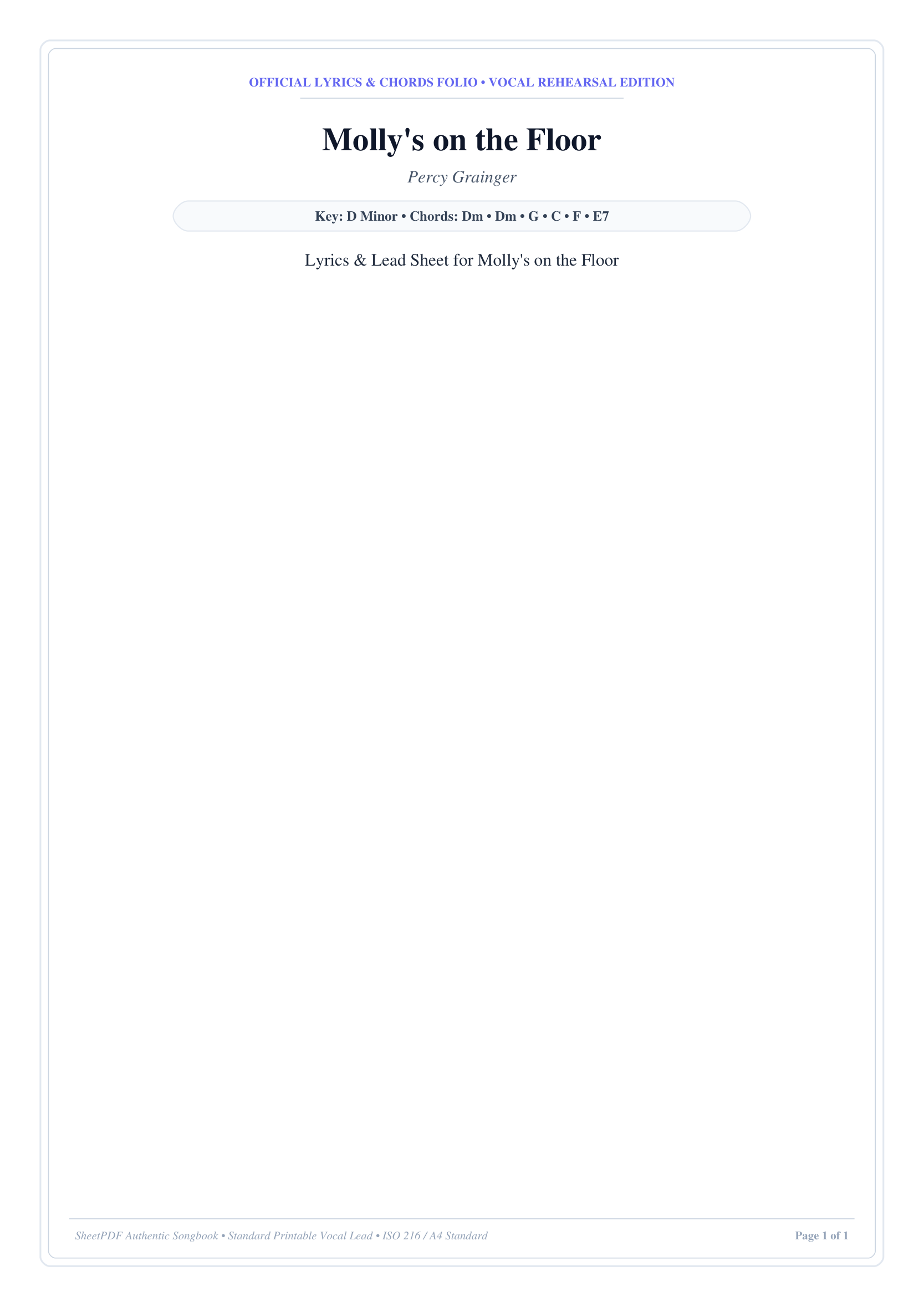 Molly's on the Floor Lyrics & Chords Folio