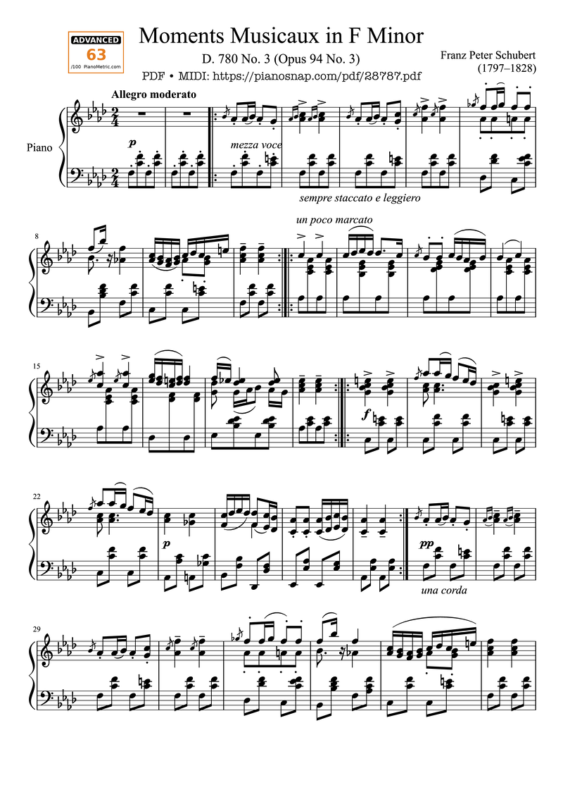 Moment Musicaux Piano Sheet Music Page 1 Free PDF