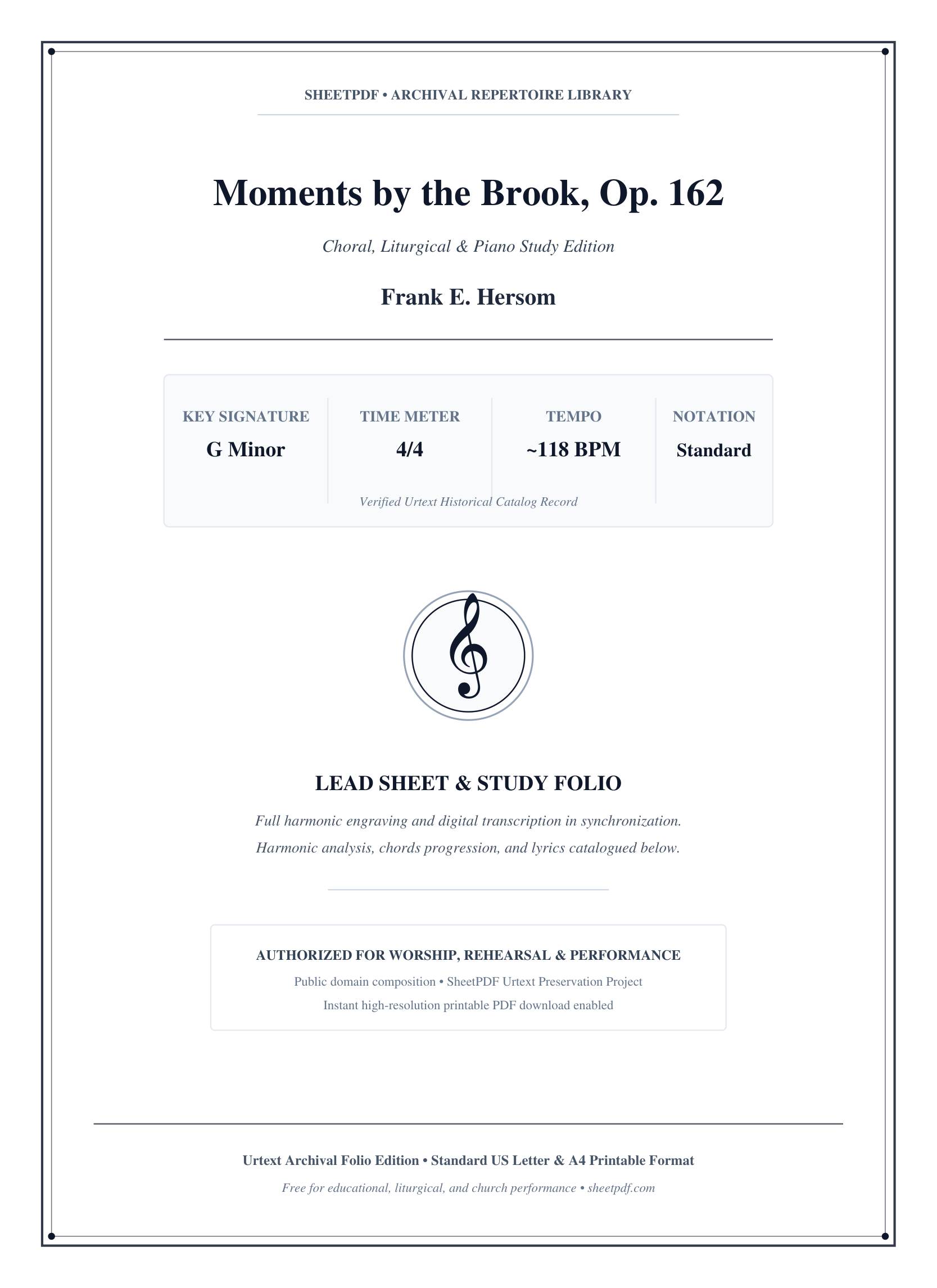 Moments by the Brook, Op. 162 Piano Sheet Music Page 1 Free PDF