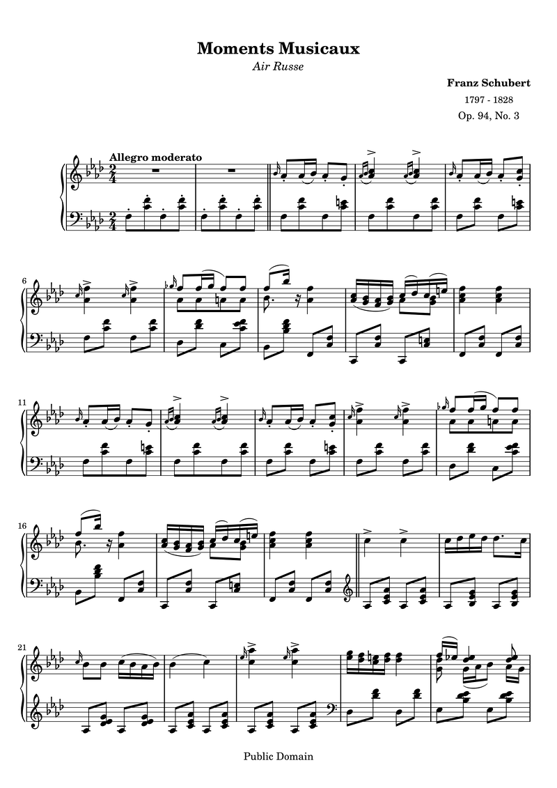 Moments No3 Piano Sheet Music Page 1 Free PDF
