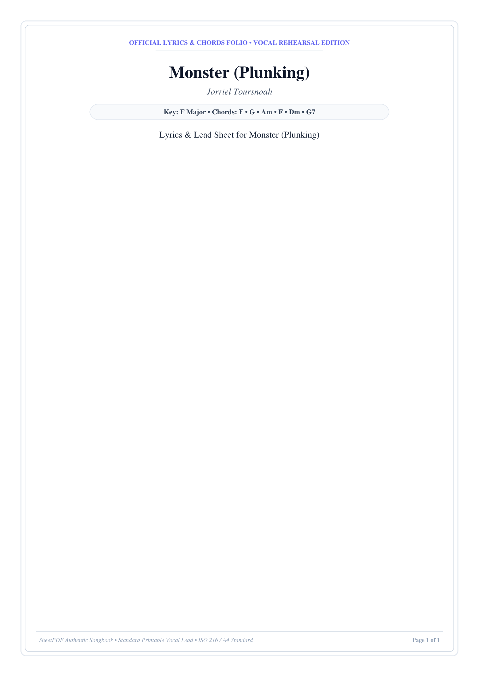 Monster (Plunking) Piano Sheet Music Page 1 Free PDF