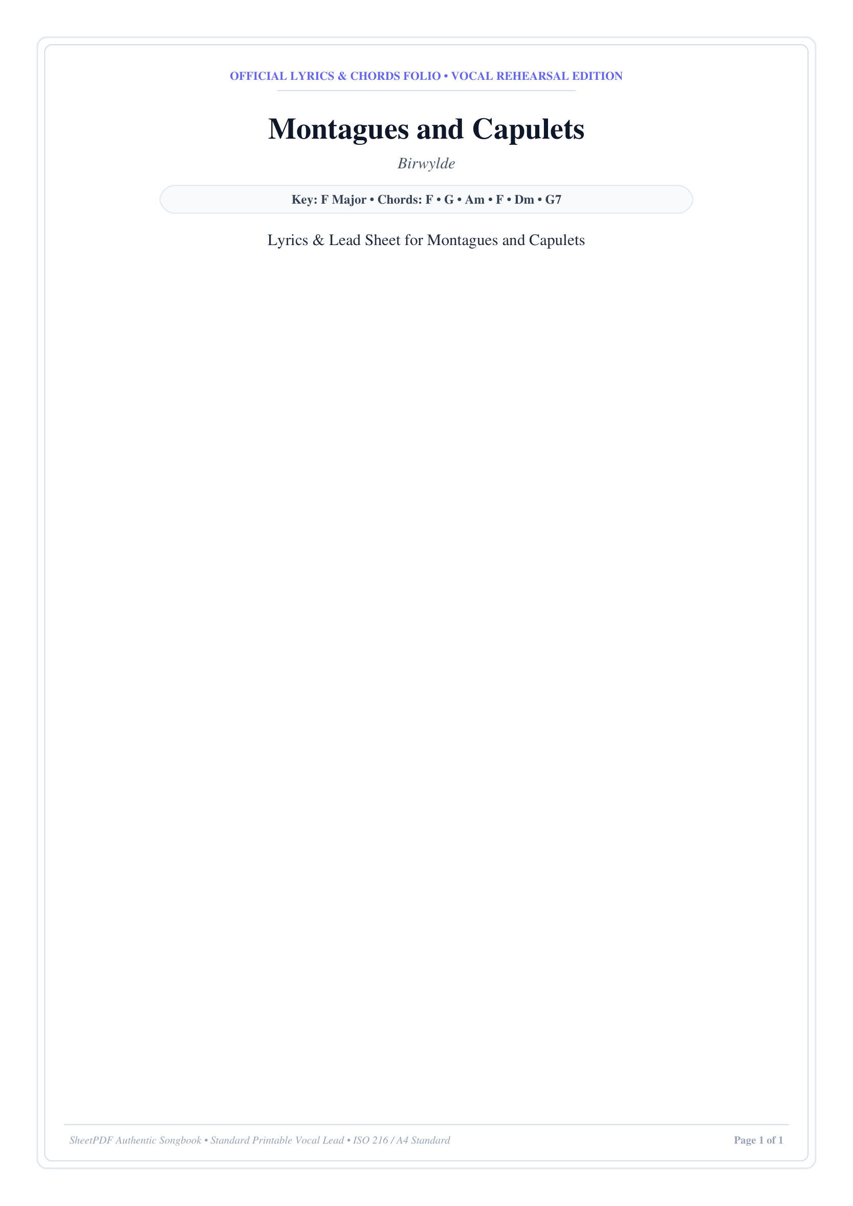 Montagues and Capulets Piano Sheet Music Page 1 Free PDF