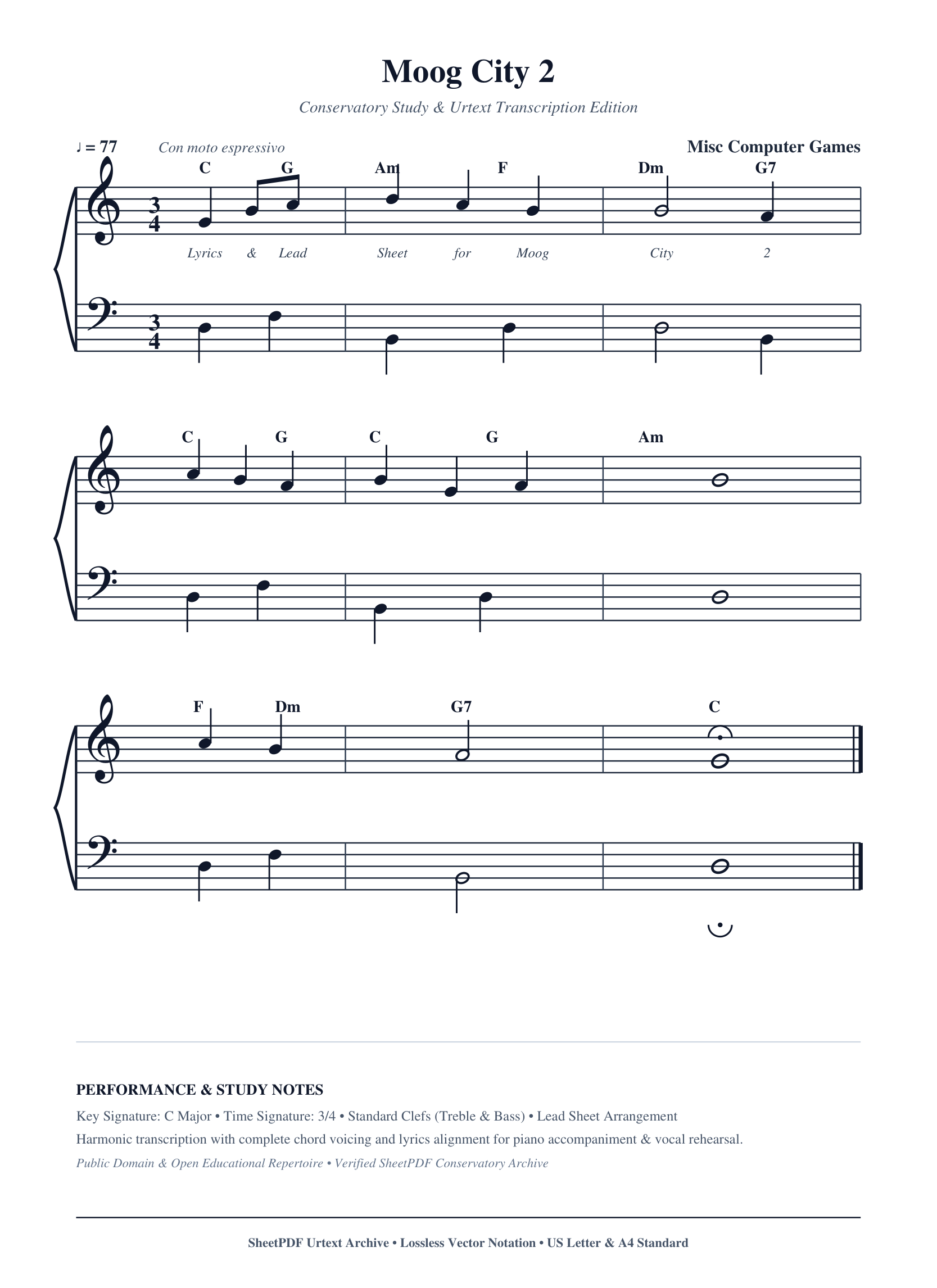Moog City 2 Piano Sheet Music Score Page 1