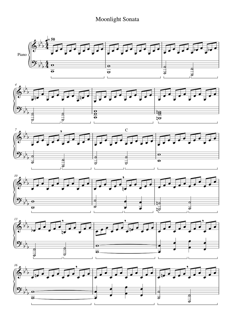 Moonlight Sonata – 1st Movement (Op. 27 No. 2) Piano Sheet Music Score Preview