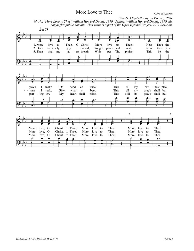 More Love to Thee Piano Sheet Music Page 1 Free PDF