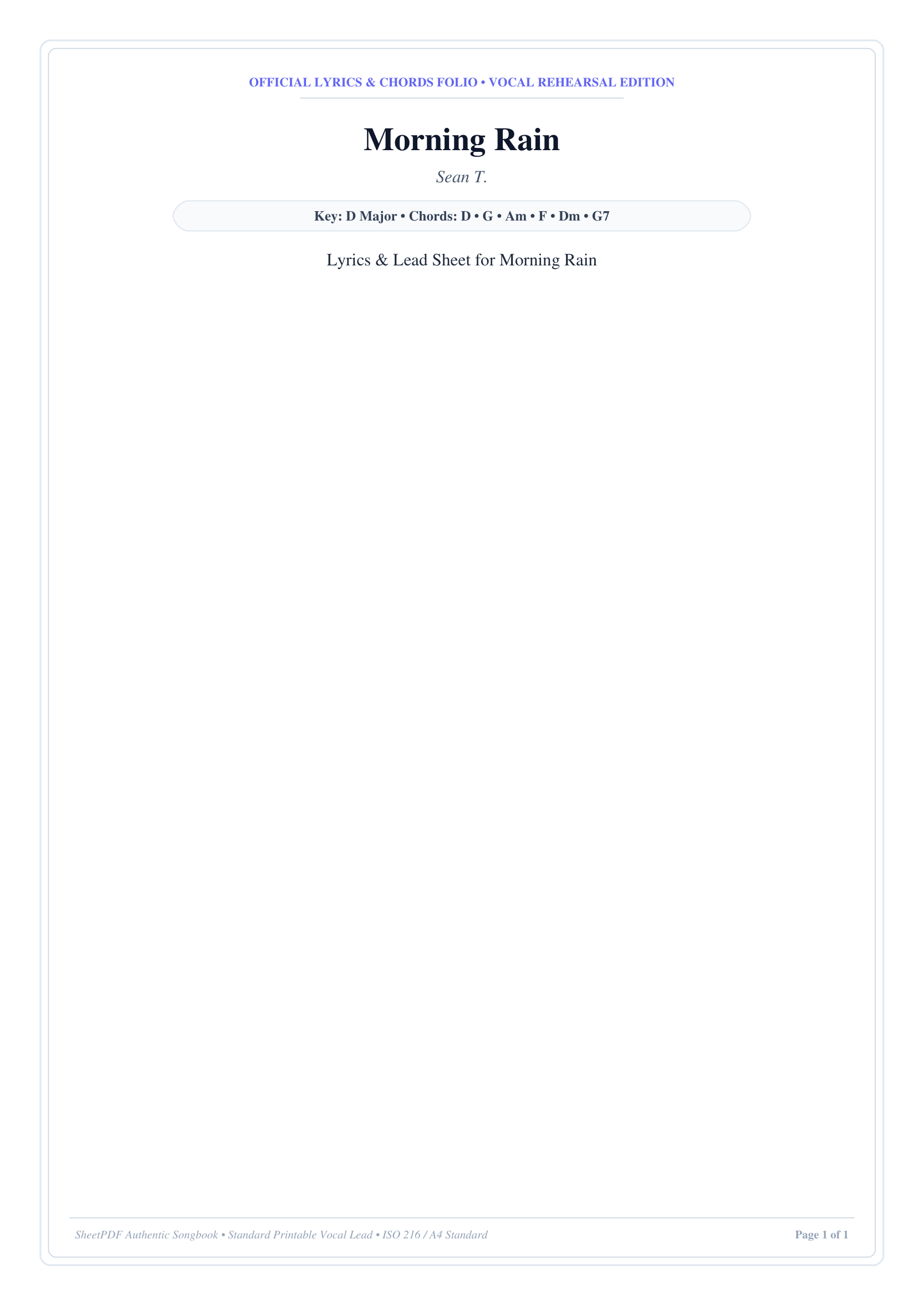 Morning Rain Piano Sheet Music Page 1 Free PDF