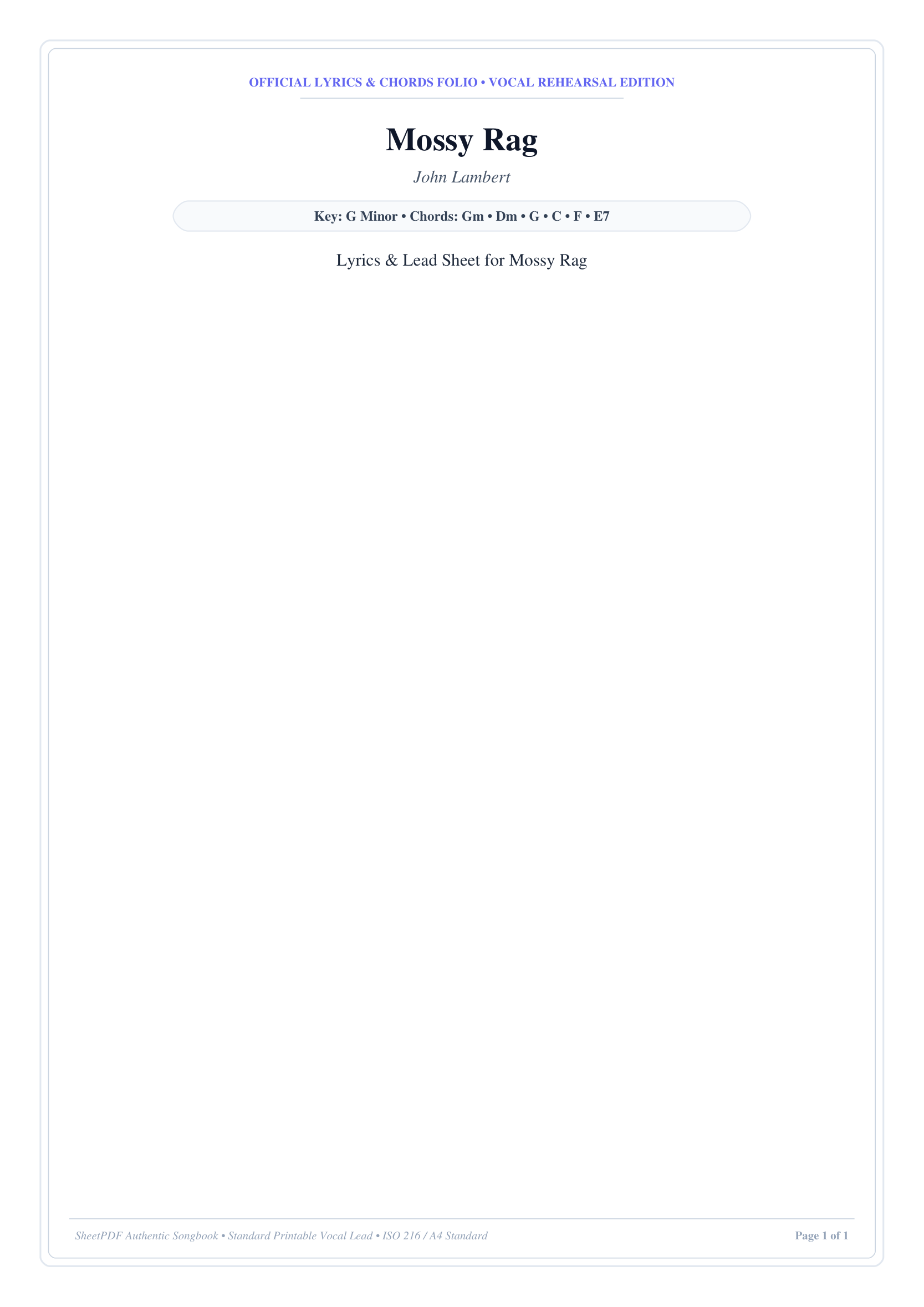 Mossy Rag Piano Sheet Music Page 1 Free PDF