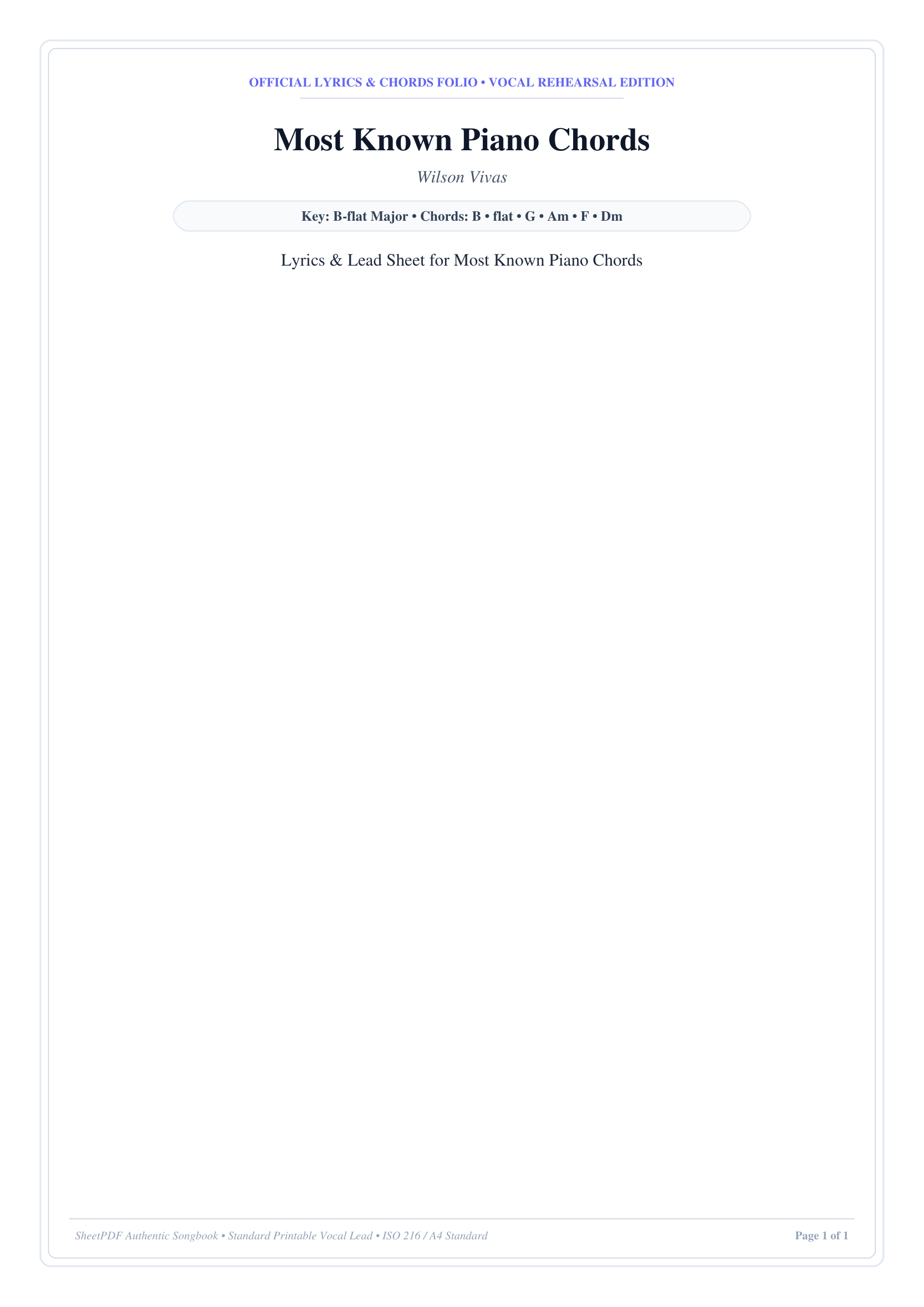 Most Known Piano Chords Piano Sheet Music Page 1 Free PDF