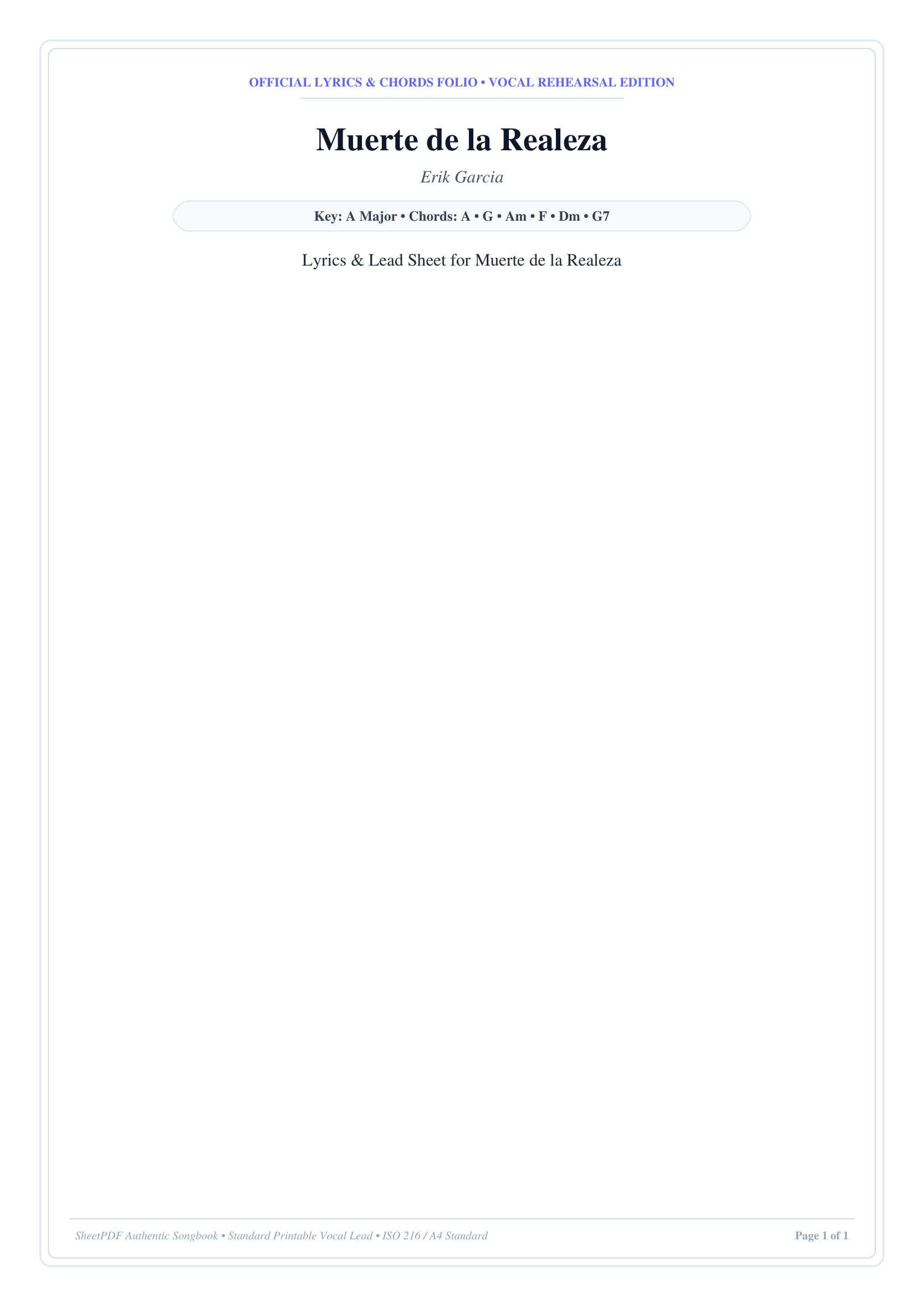 Muerte de la Realeza Piano Sheet Music Page 1 Free PDF