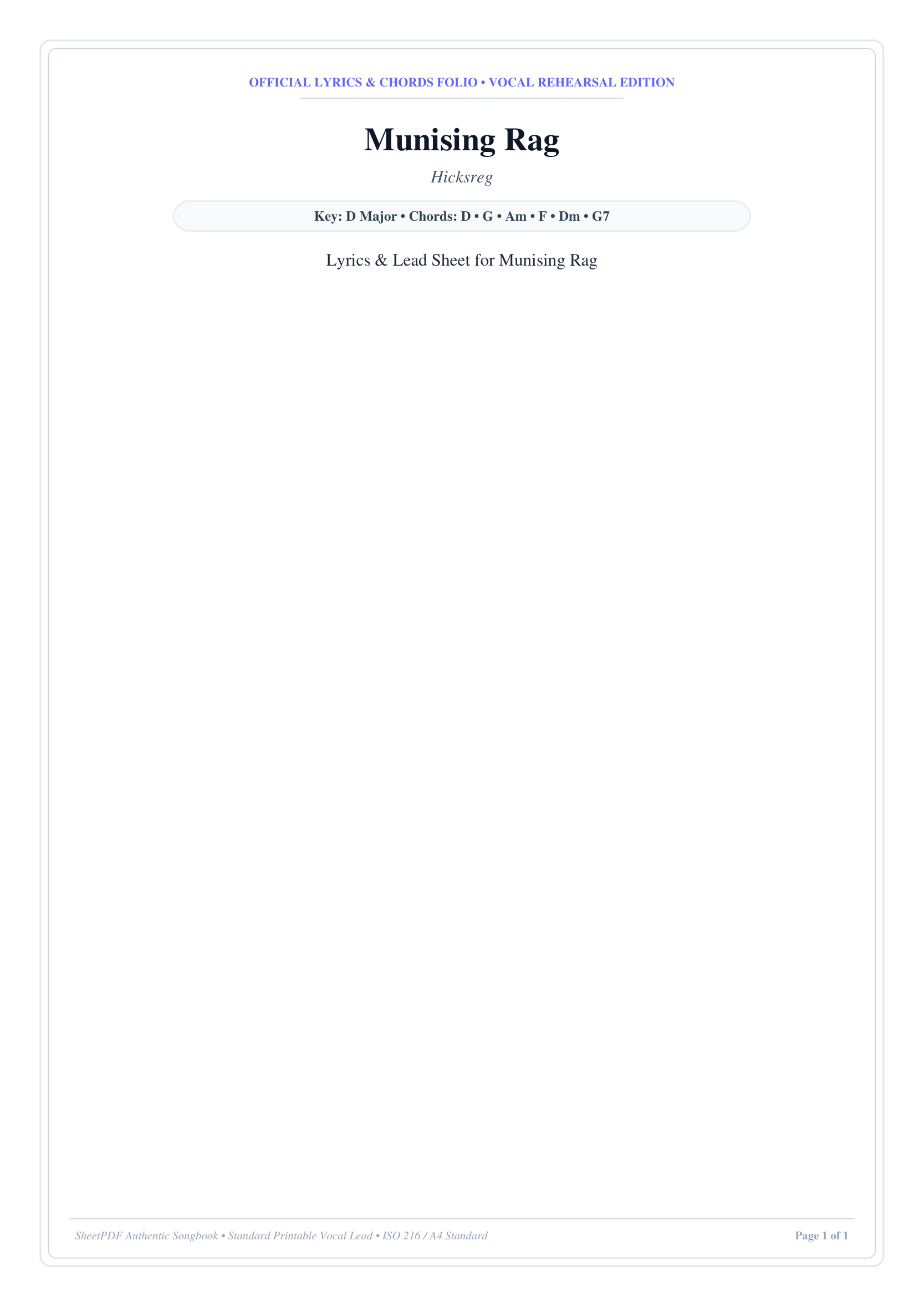 Munising Rag Piano Sheet Music Page 1 Free PDF