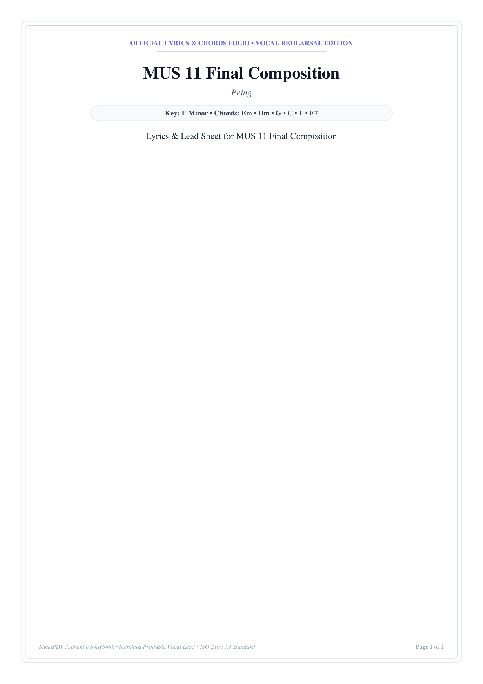 MUS 11 Final Composition Lyrics & Chords Folio