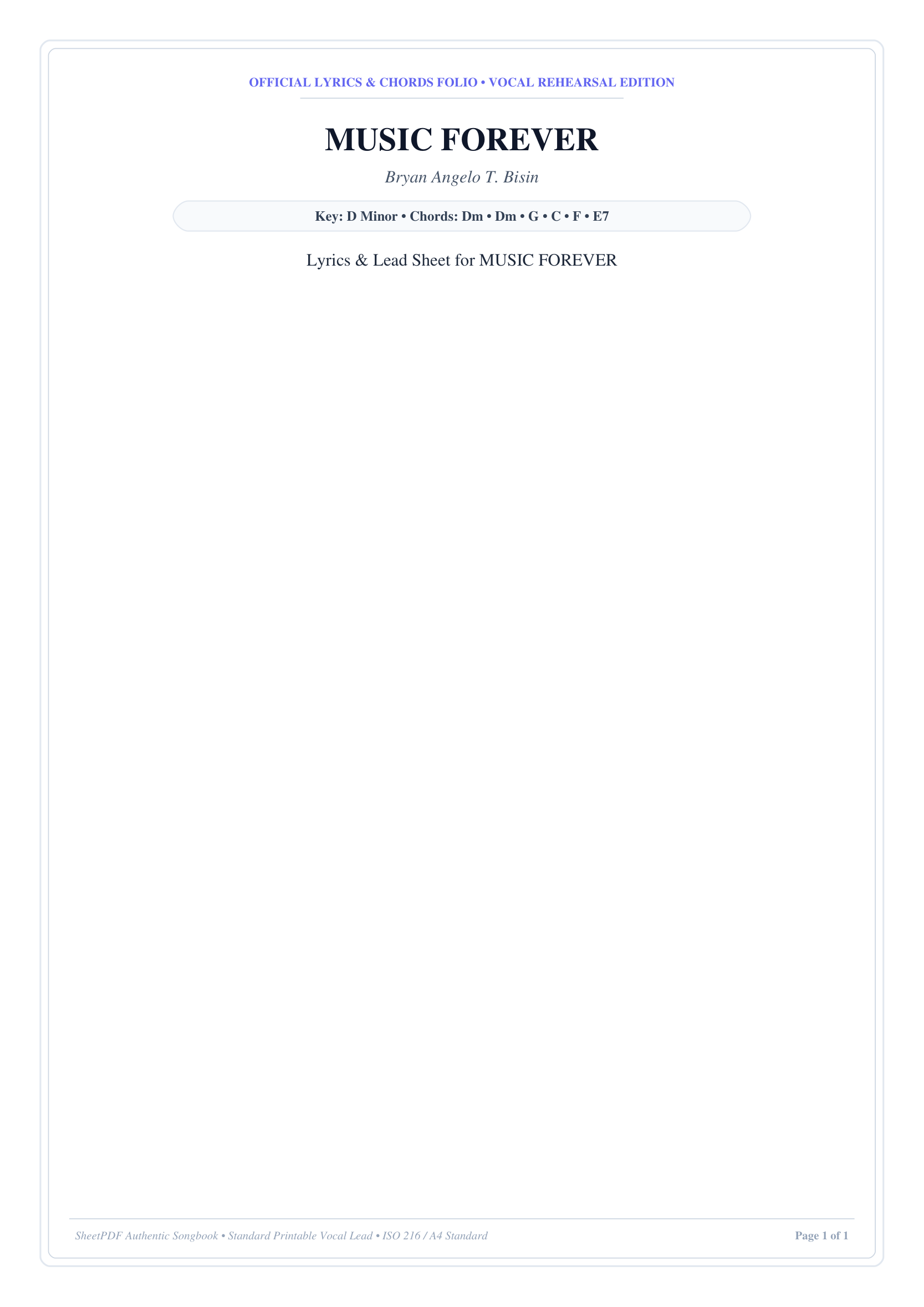 MUSIC FOREVER Lyrics & Chords Folio