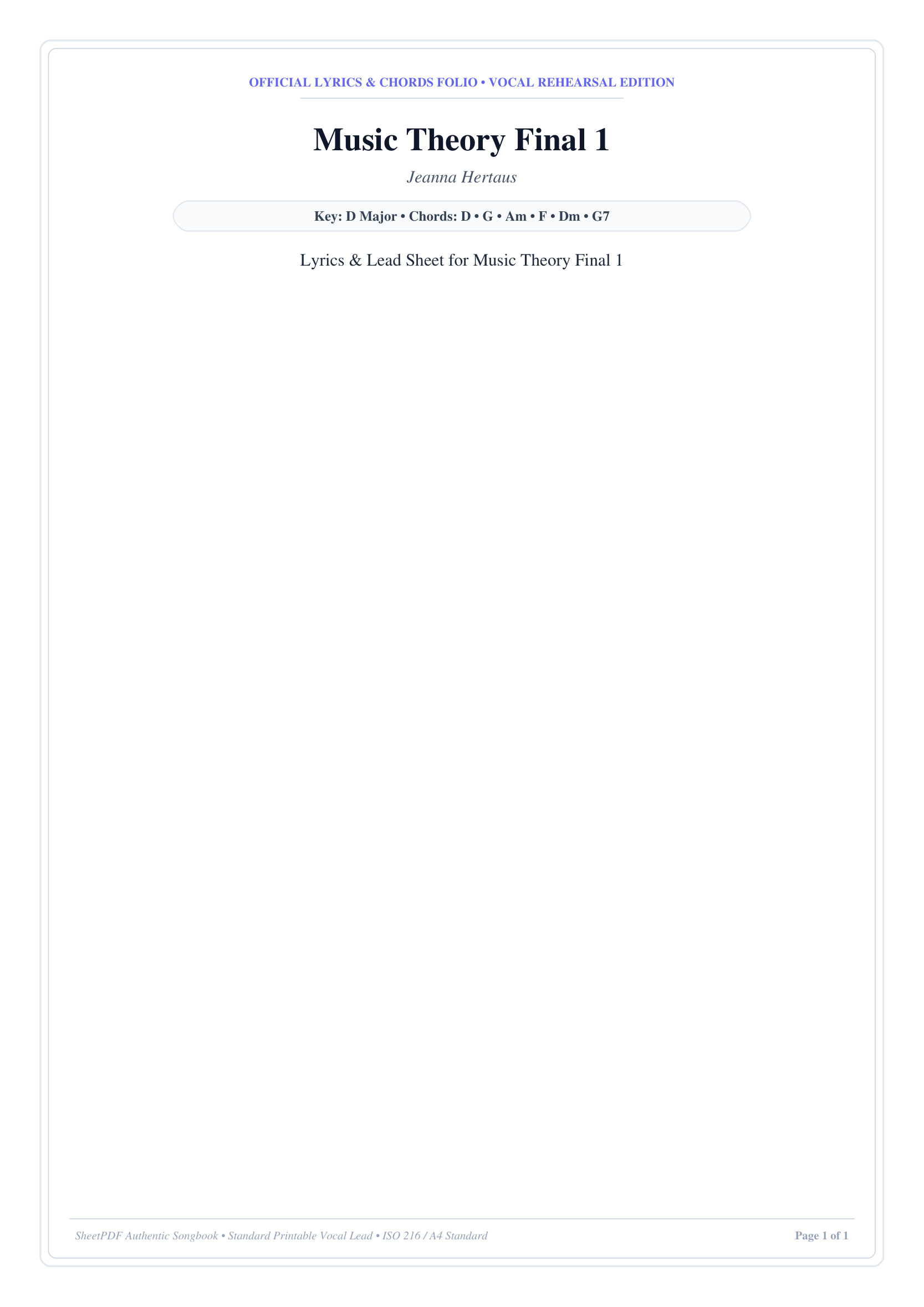 Music Theory Final 1 Piano Sheet Music Page 1 Free PDF