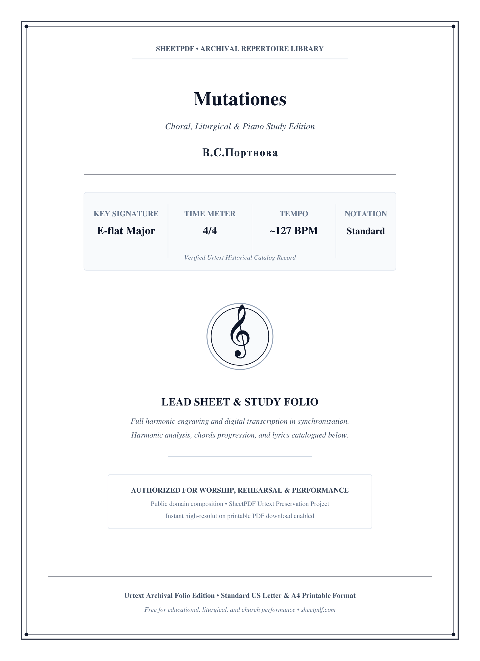 Mutationes Piano Sheet Music Score Page 1