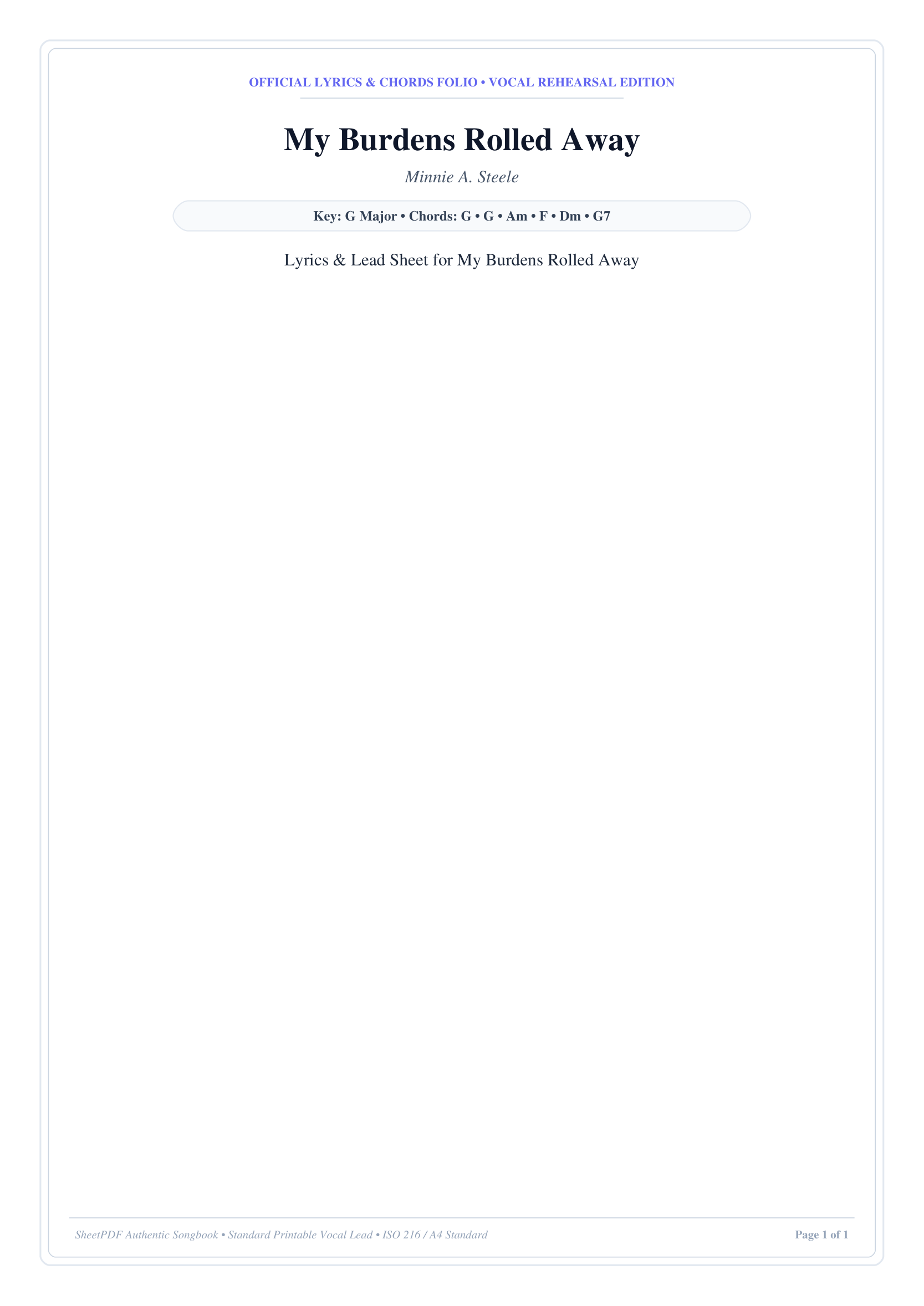 My Burdens Rolled Away Piano Sheet Music Page 1 Free PDF