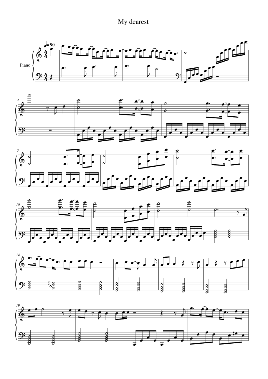 My dearest Piano Sheet Music Page 1 Free PDF