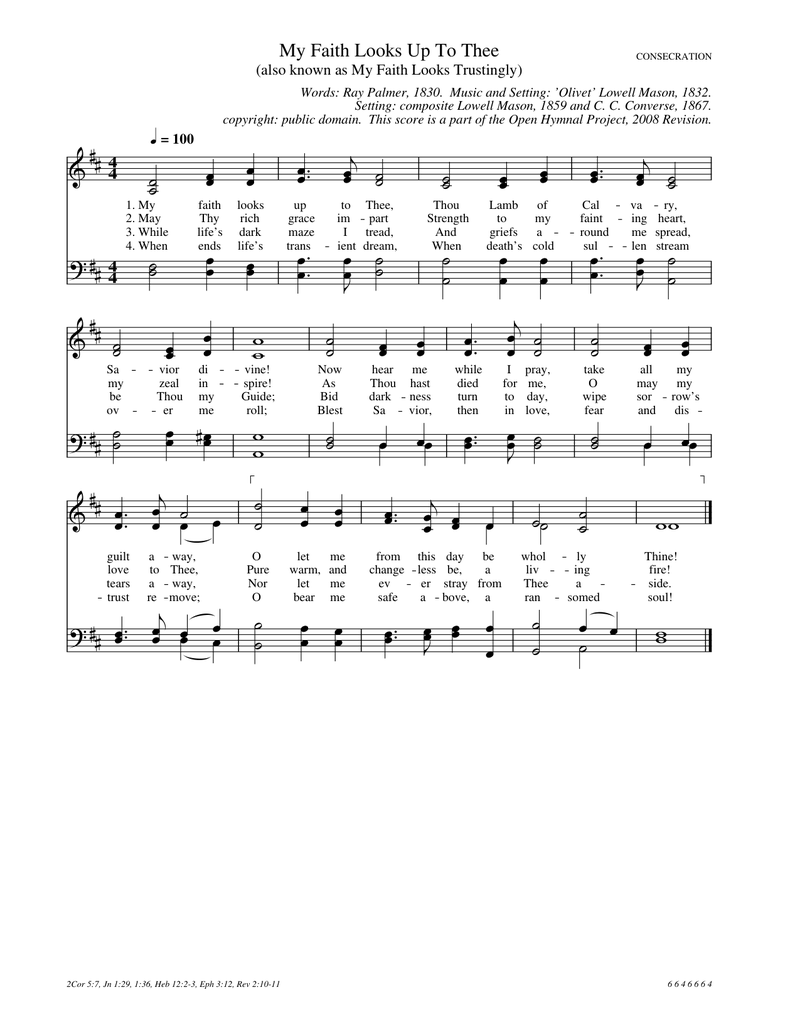 My Faith Looks Up To Thee Piano Sheet Music Page 1 Free PDF