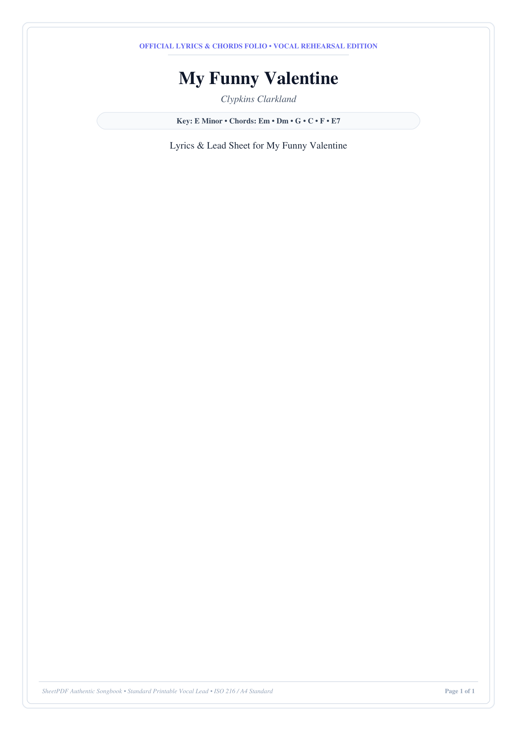 My Funny Valentine Piano Sheet Music Page 1 Free PDF