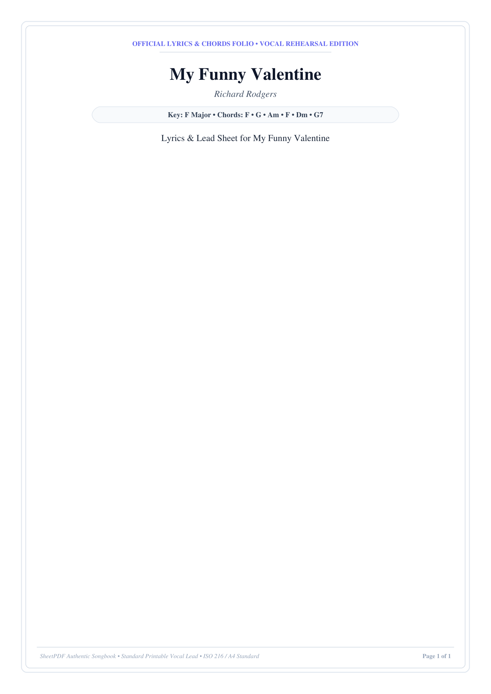 My Funny Valentine Piano Sheet Music Page 1 Free PDF