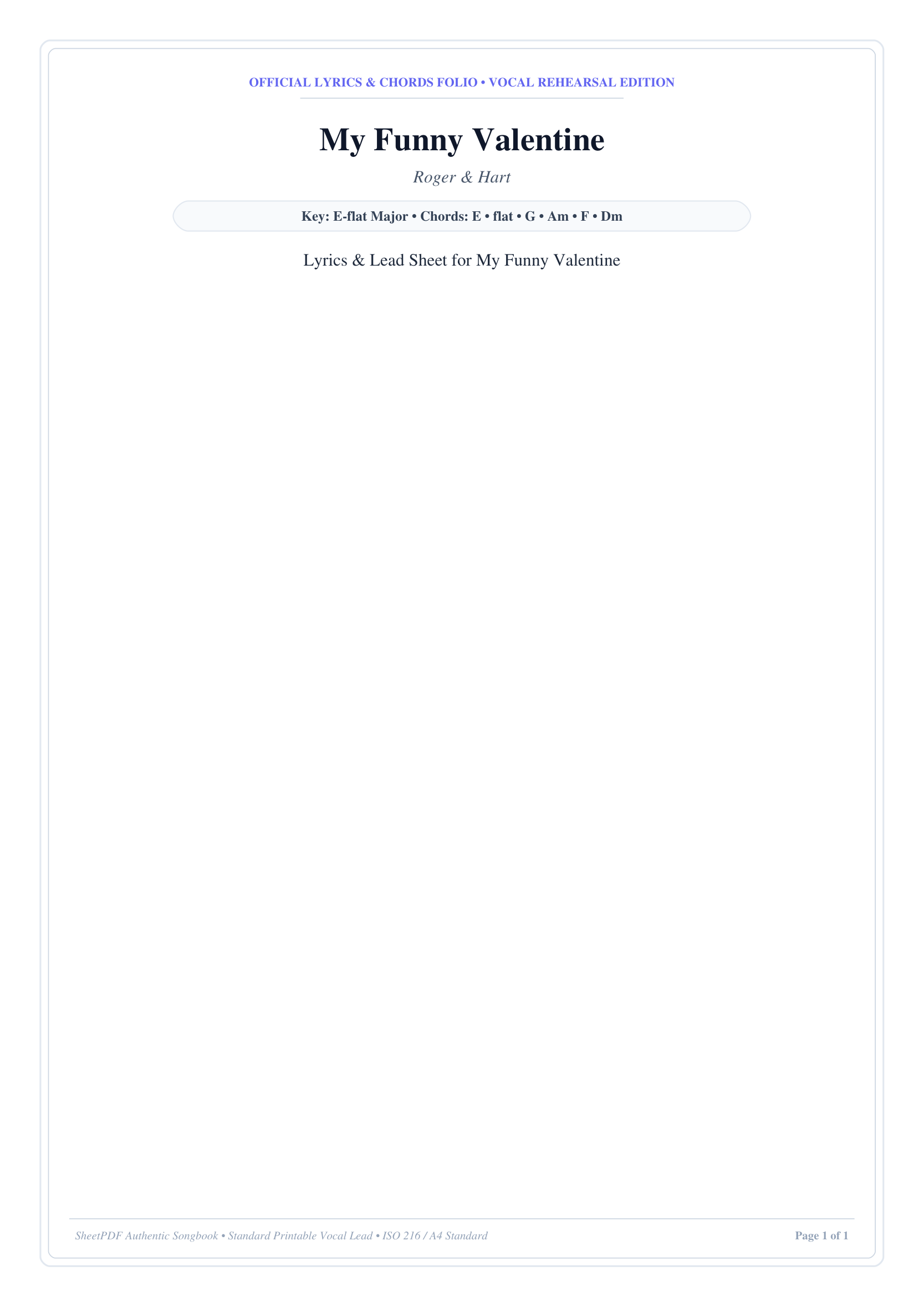 My Funny Valentine Piano Sheet Music Page 1 Free PDF