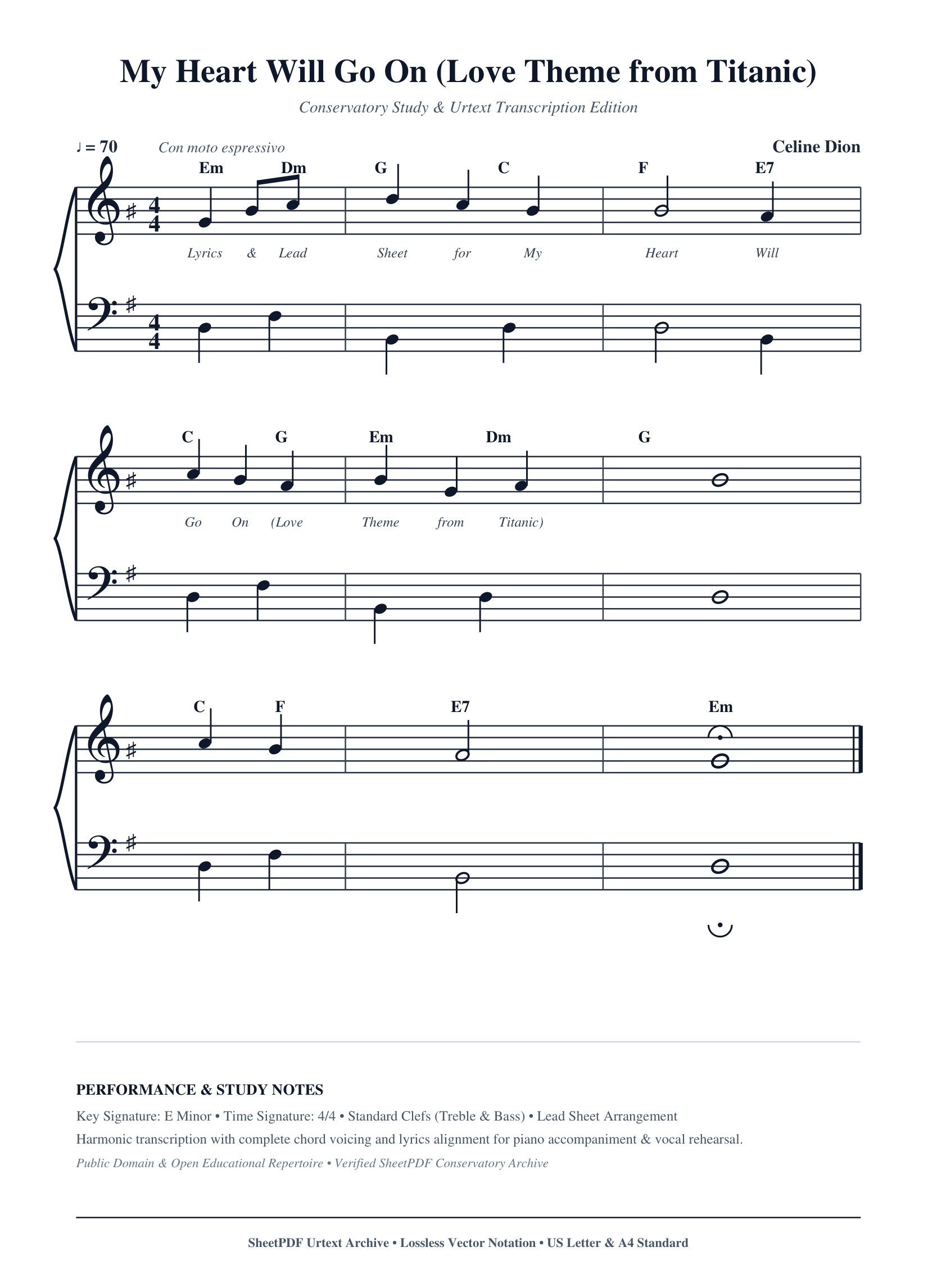 My Heart Will Go On (Love Theme from Titanic) Piano Sheet Music Page 1 Free PDF