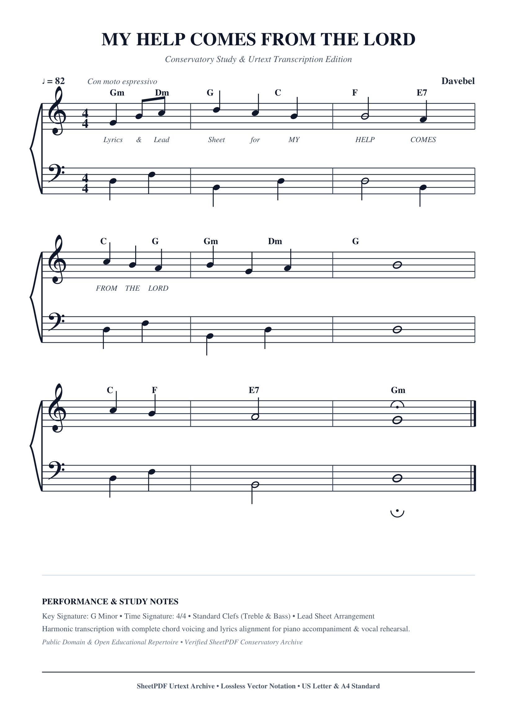 MY HELP COMES FROM THE LORD Piano Sheet Music Score Page 1