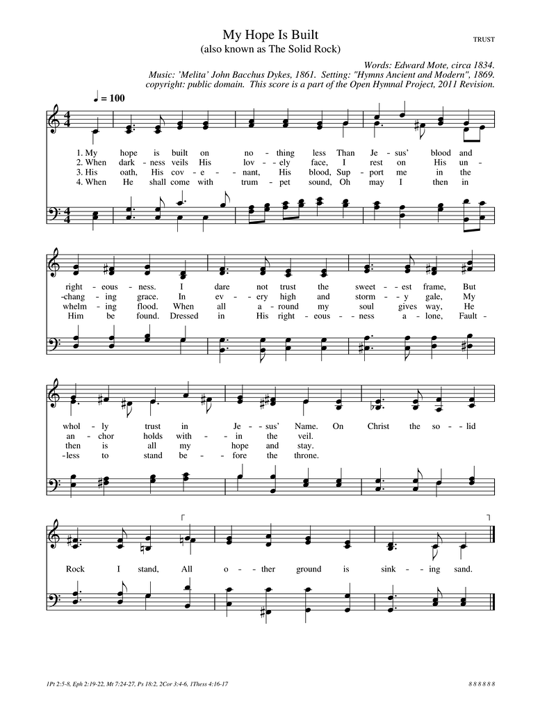 My Hope Is Built Piano Sheet Music Page 1 Free PDF