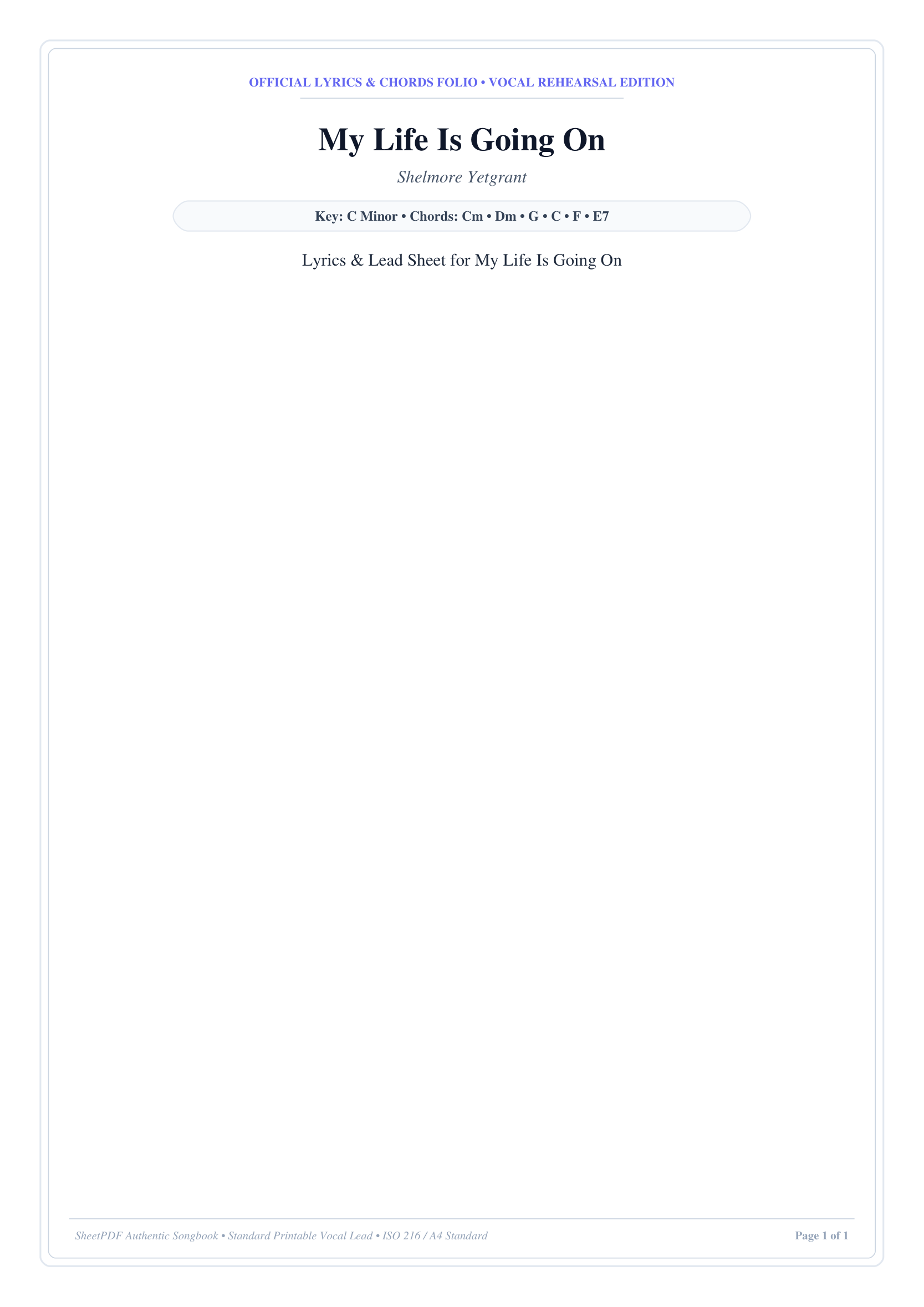 My Life Is Going On Piano Sheet Music Page 1 Free PDF