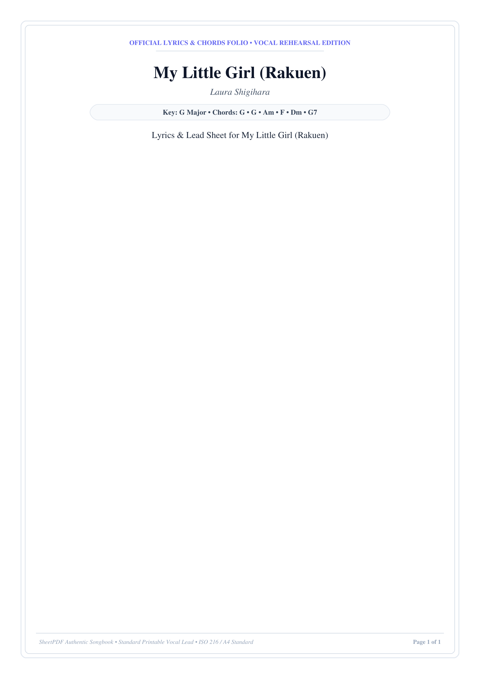 My Little Girl (Rakuen) Piano Sheet Music Page 1 Free PDF