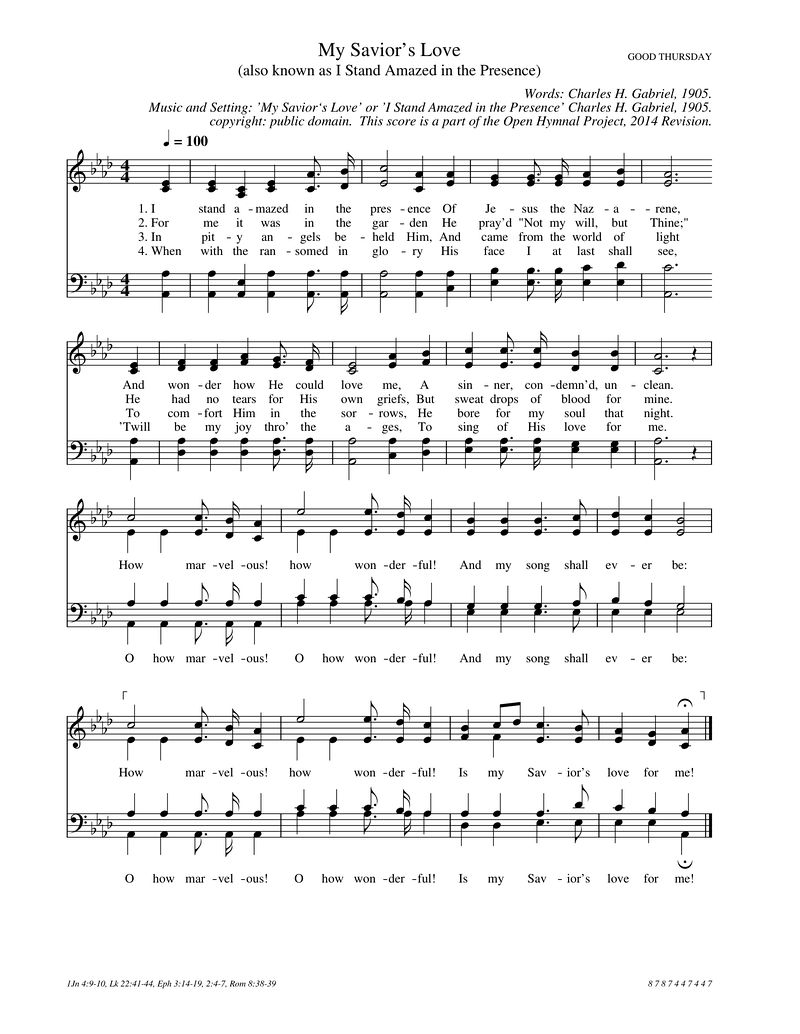 My Saviors Love Piano Sheet Music Page 1 Free PDF