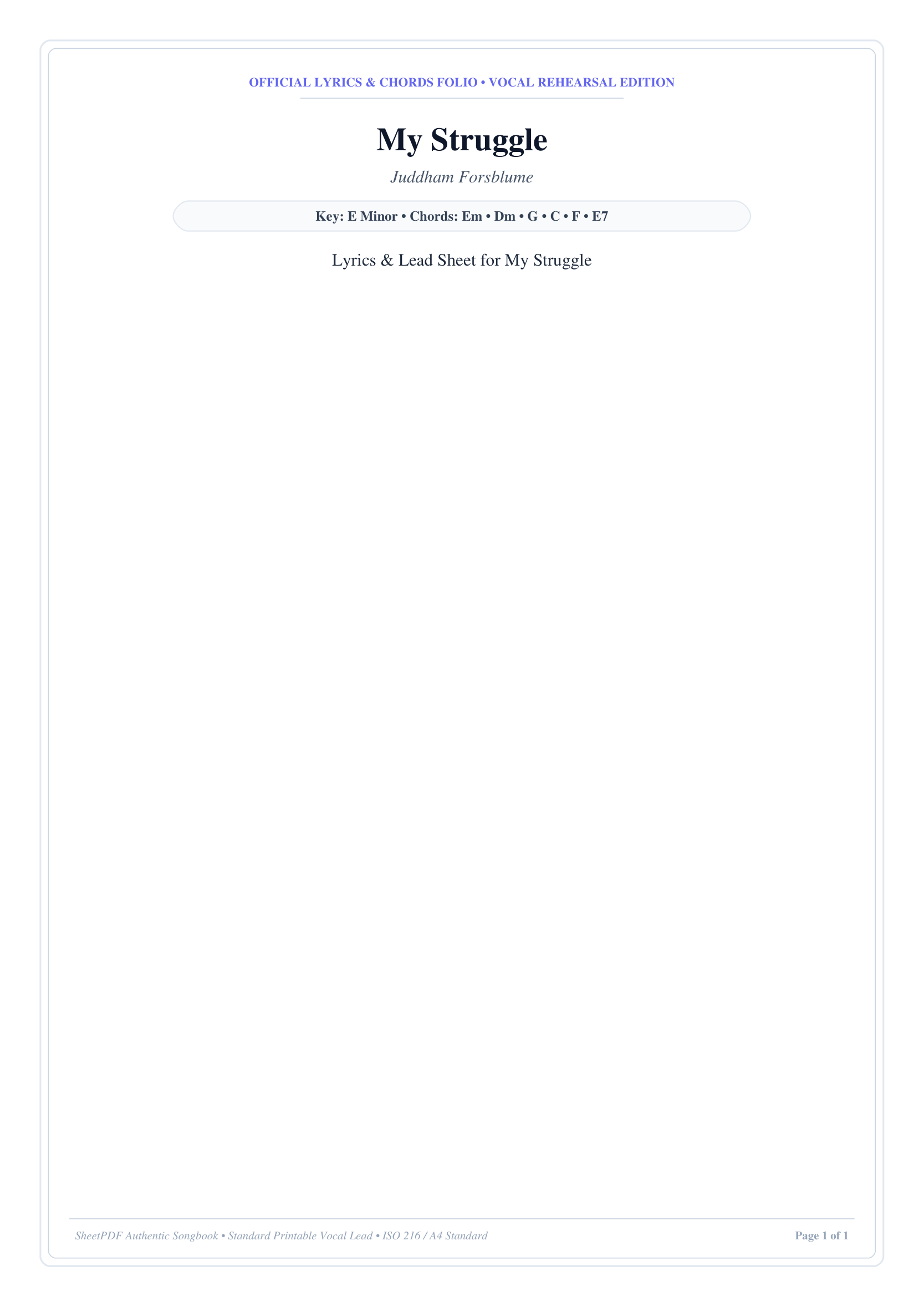 My Struggle Piano Sheet Music Page 1 Free PDF