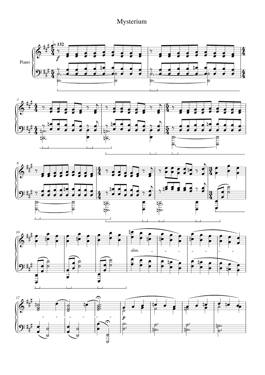 Mysterium Piano Sheet Music Page 1 Free PDF