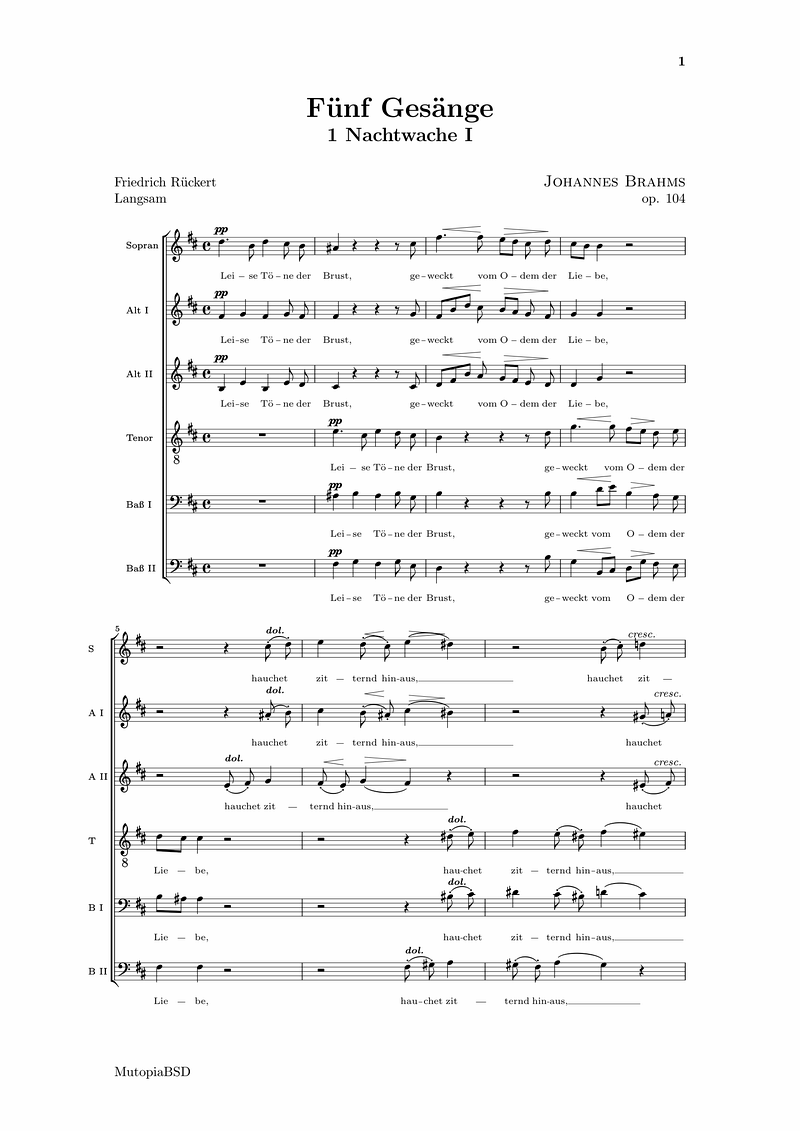 Nachtwache1 Piano Sheet Music Page 1 Free PDF