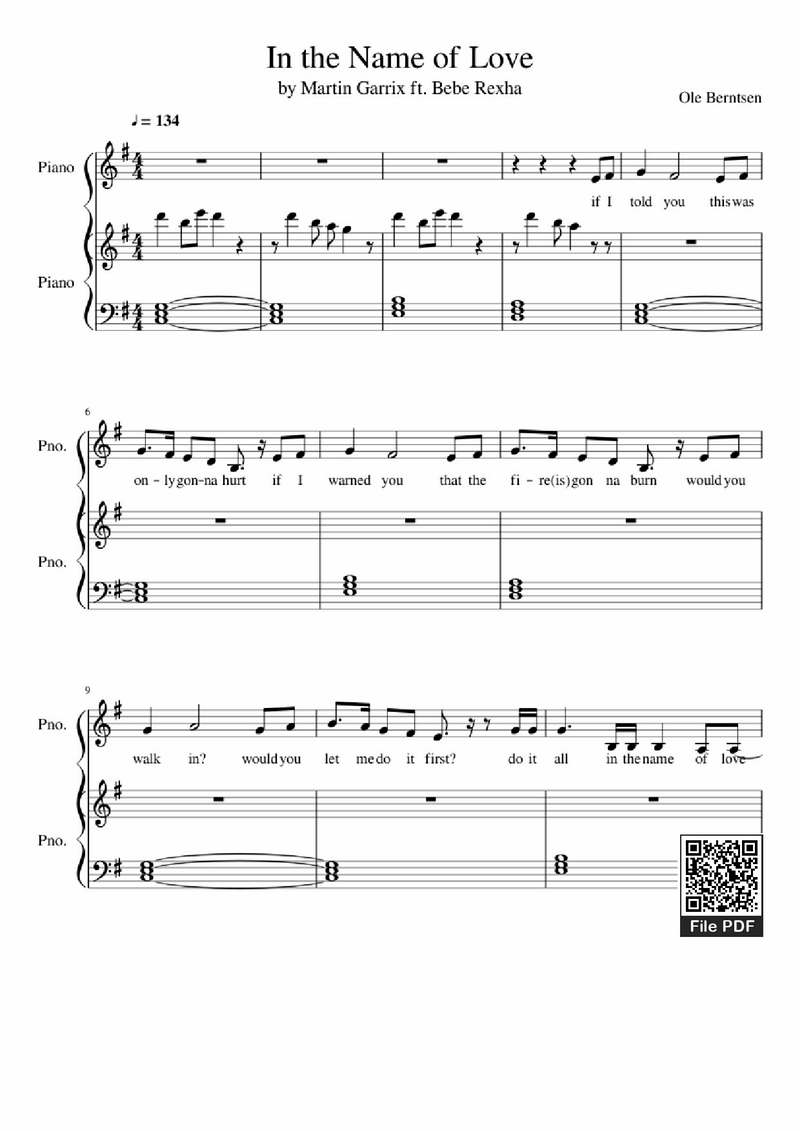 Name of Love Piano Sheet Music Page 1 Free PDF