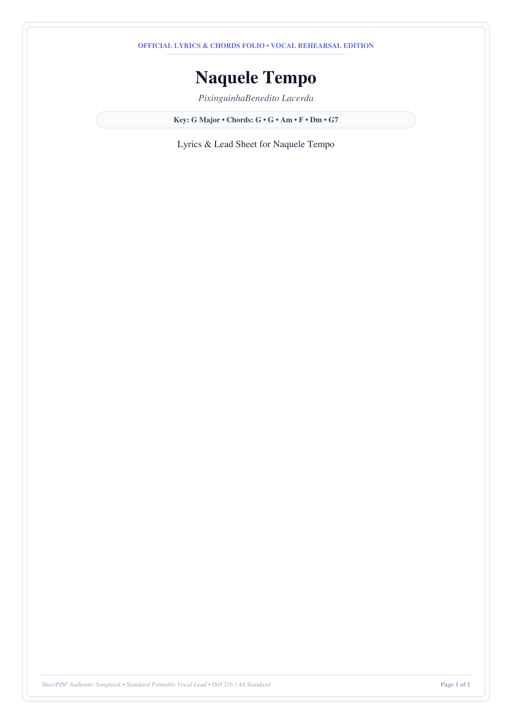 Naquele Tempo Piano Sheet Music Page 1 Free PDF