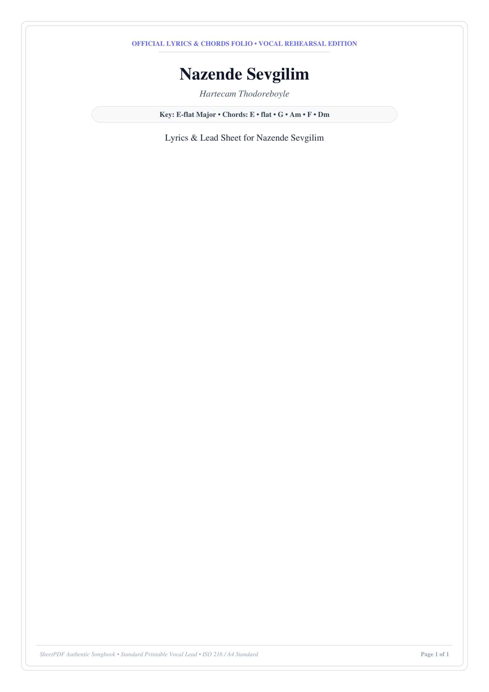 Nazende Sevgilim Piano Sheet Music Page 1 Free PDF