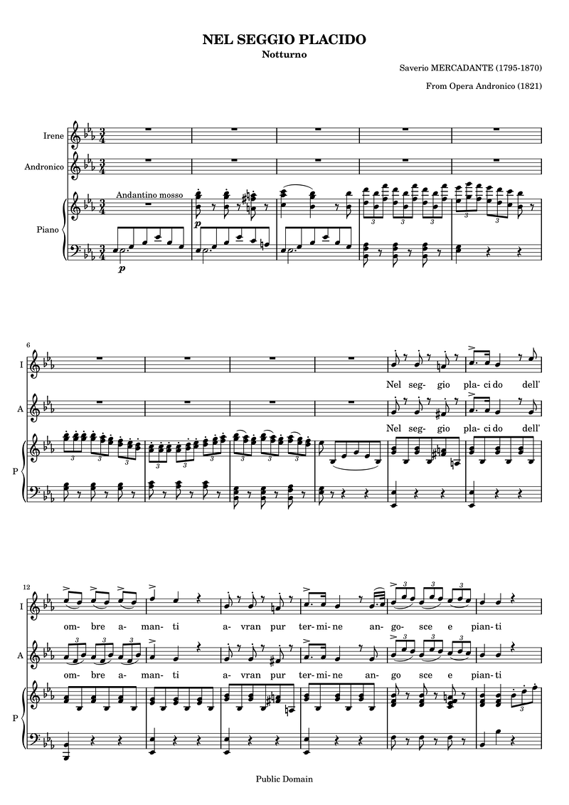 Nel Seggio Placido Piano Sheet Music Page 1 Free PDF