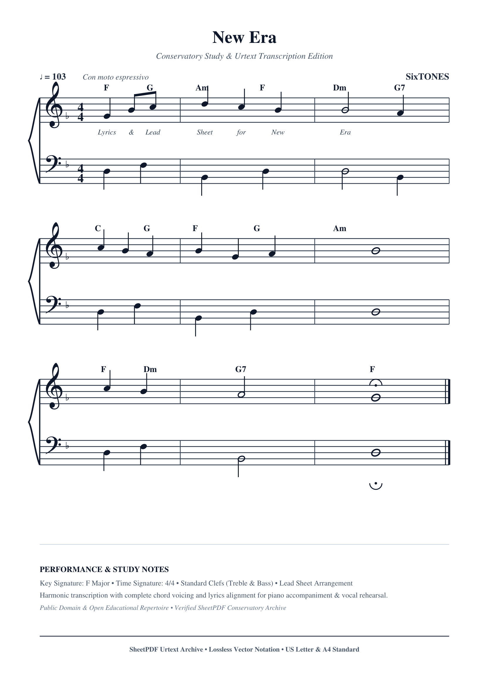 New Era Piano Sheet Music Score Page 1