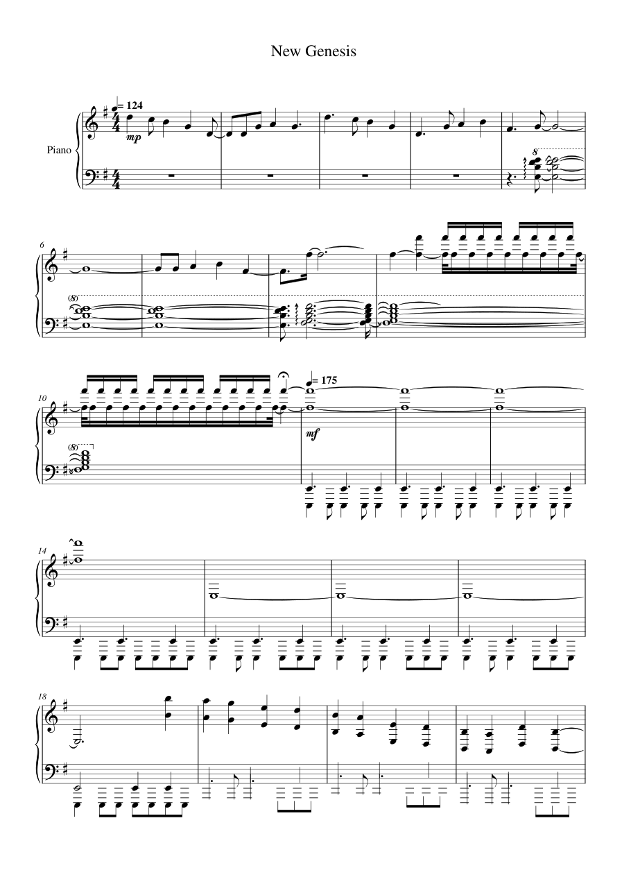 New Genesis Piano Sheet Music Page 1 Free PDF