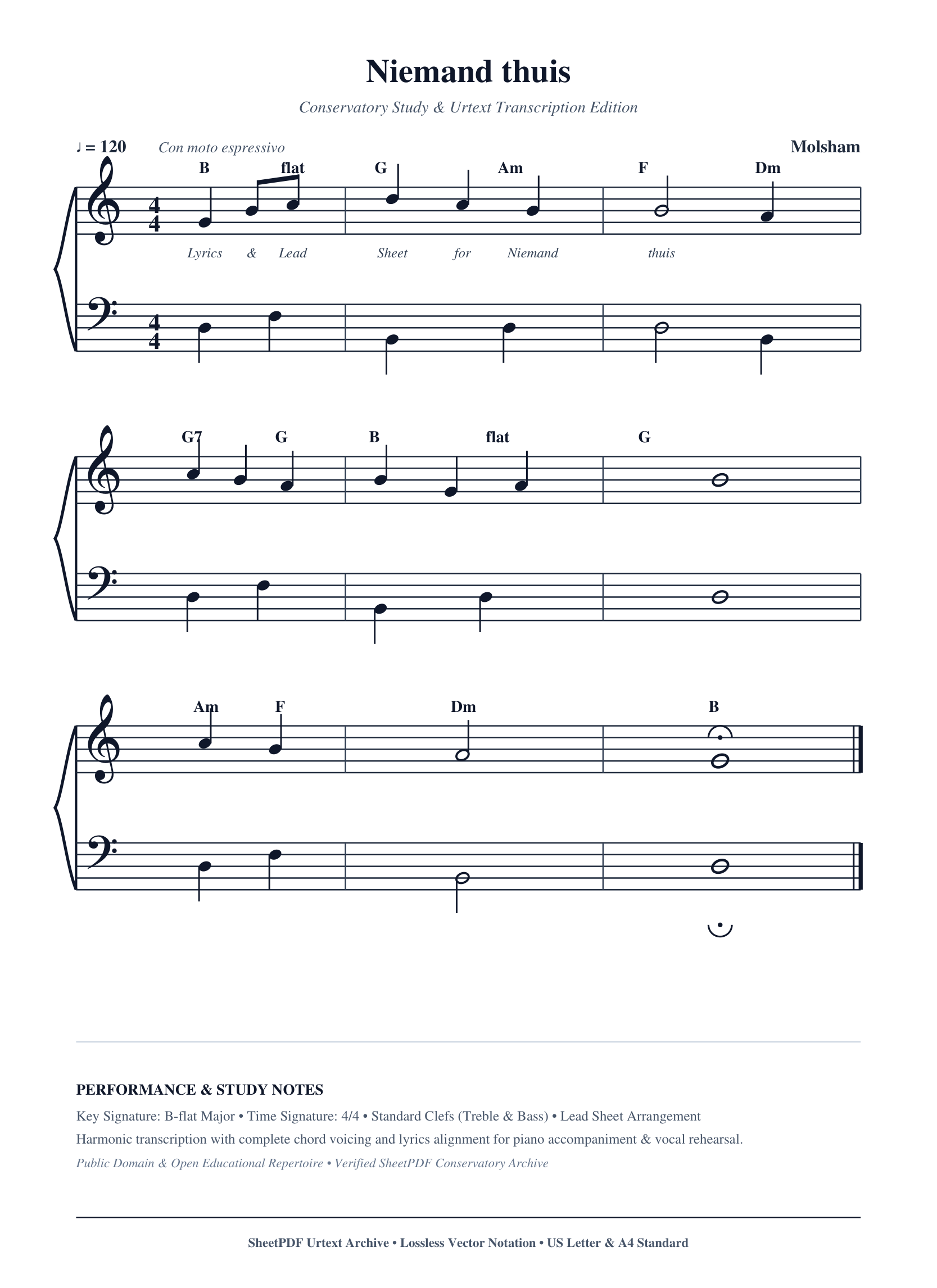 Niemand thuis Piano Sheet Music Page 1 Free PDF