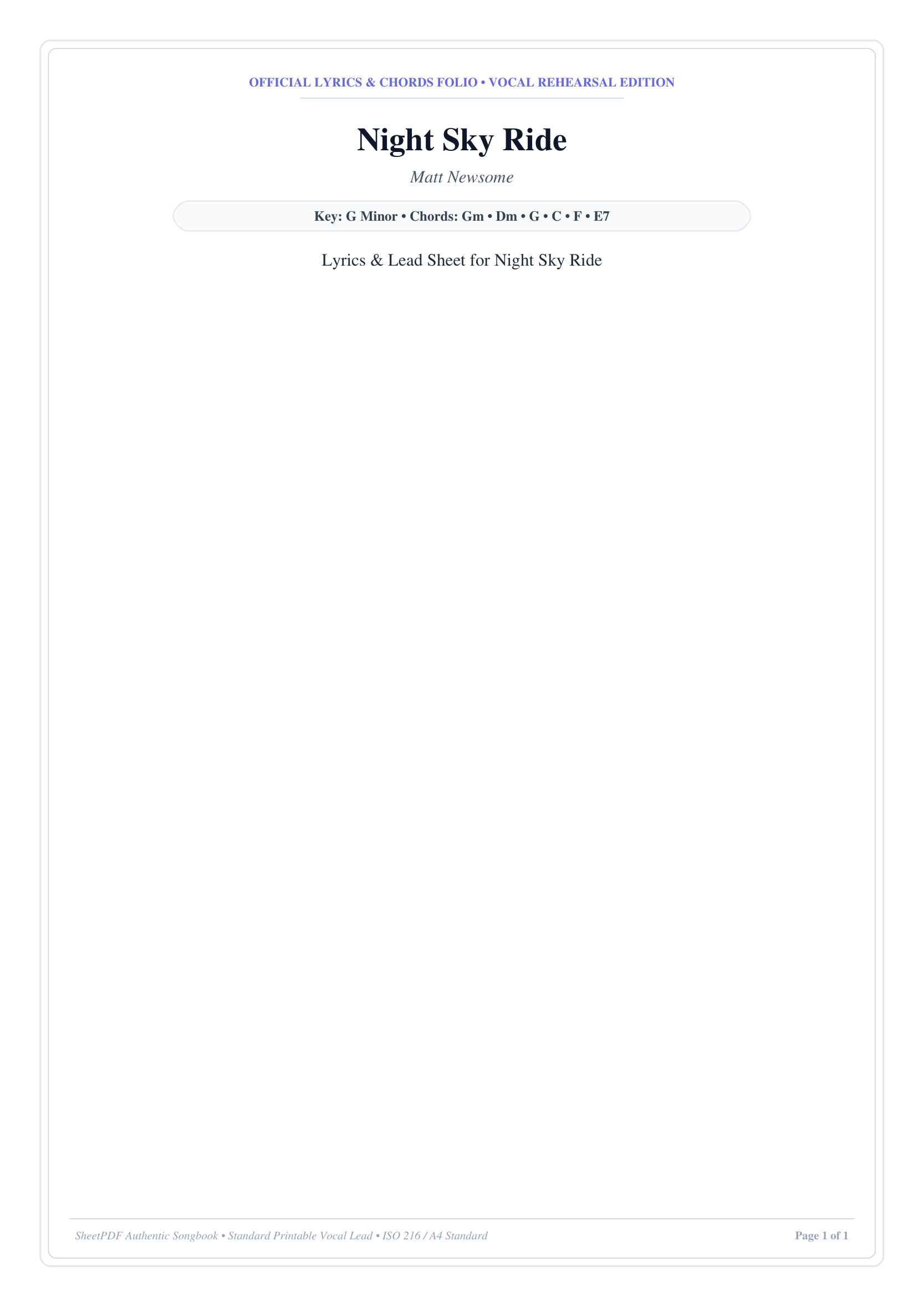 Night Sky Ride Piano Sheet Music Page 1 Free PDF