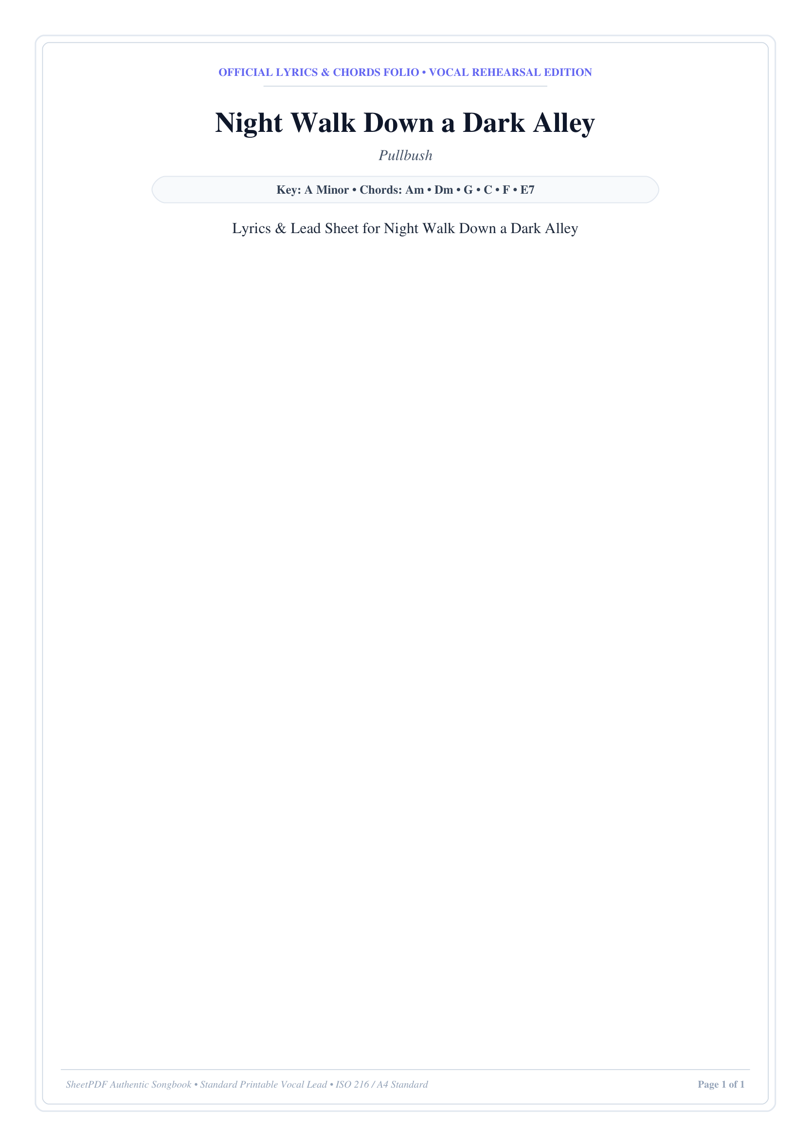 Night Walk Down a Dark Alley Piano Sheet Music Page 1 Free PDF